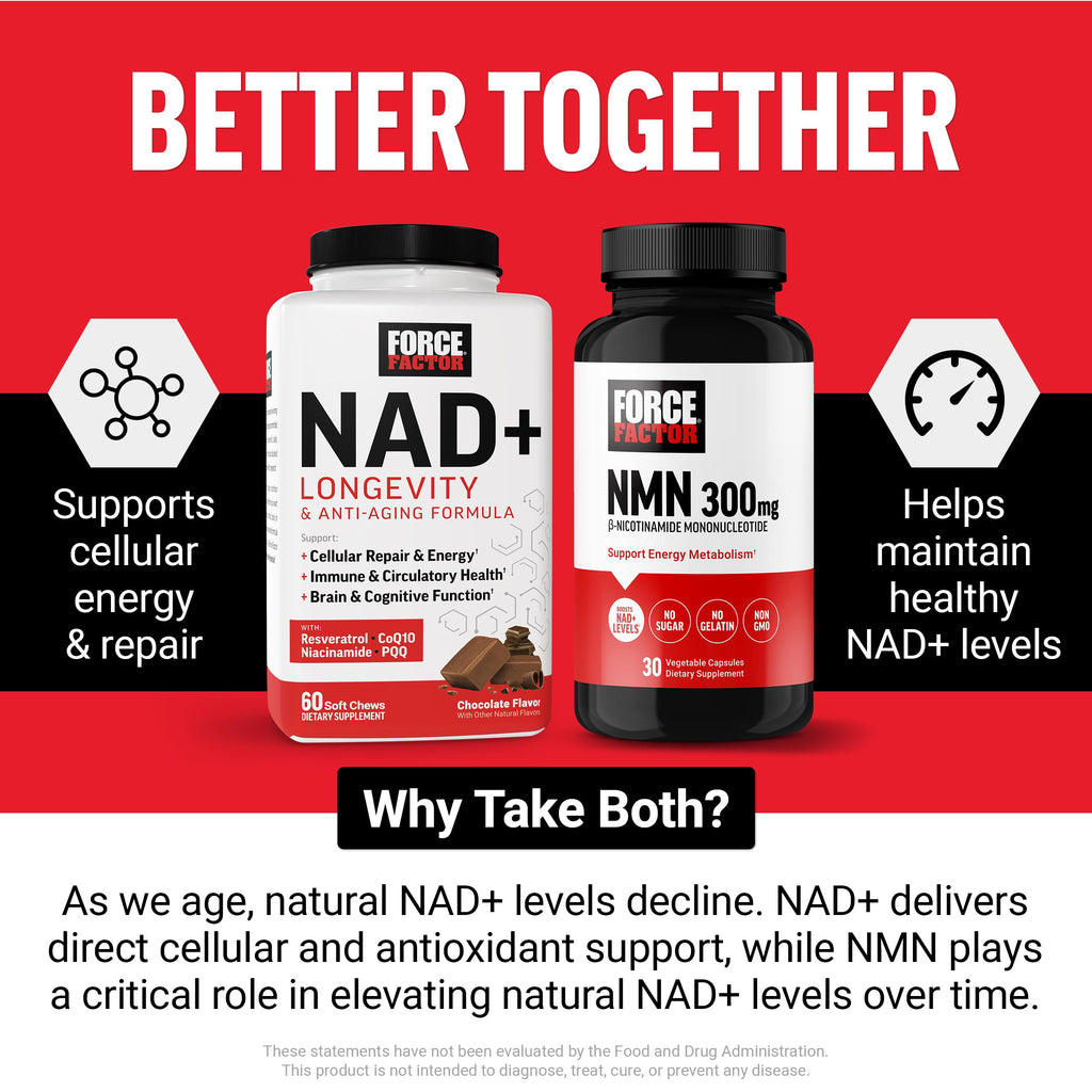 Force Factor NMN Supplement, Nicotinamide Mononucleotide to Support Healthy Aging and Energy Metabolism, Boosts NAD+ Levels, No Gelatin, Non-GMO, 30 Vegetable Capsules Force Factor Au supplements