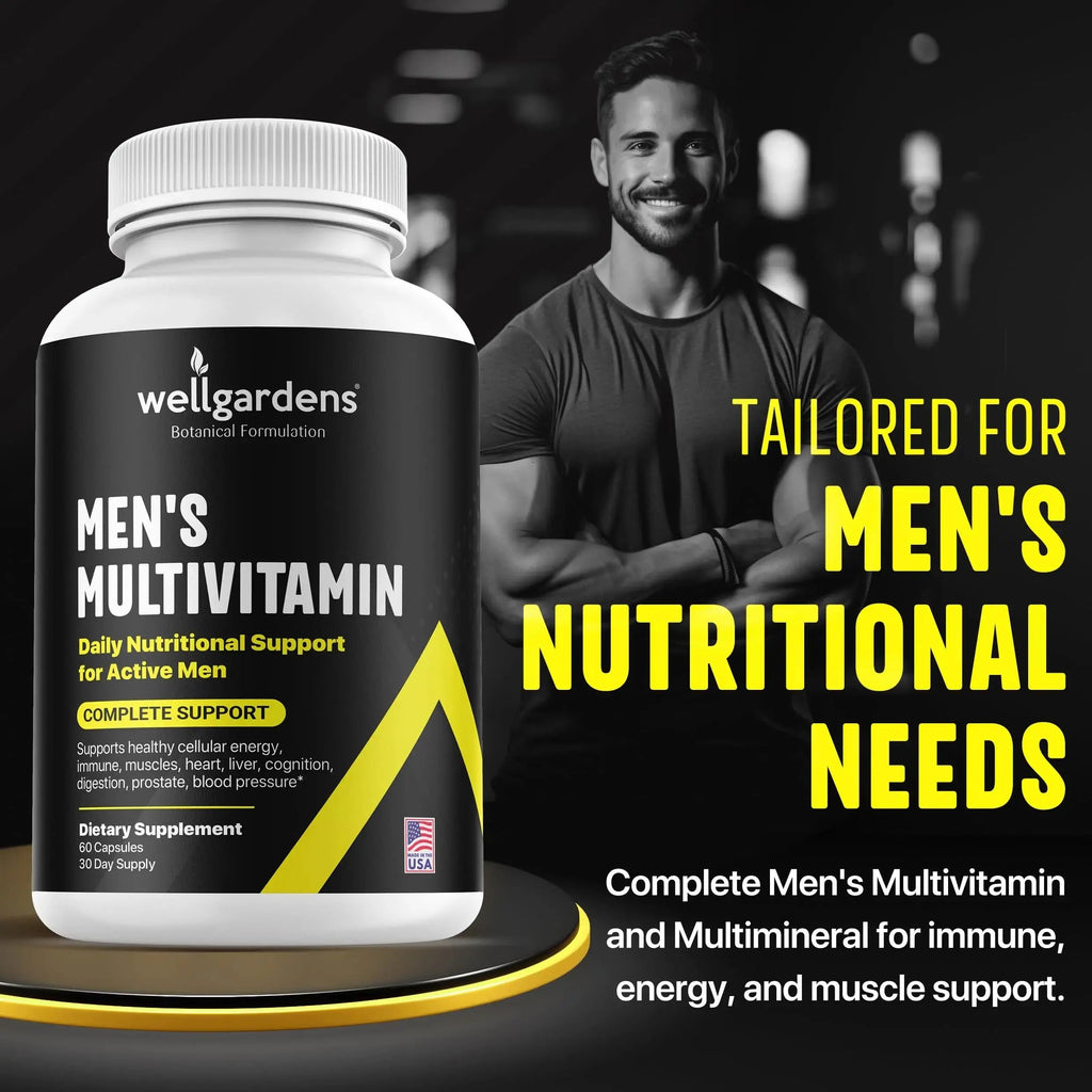 100% Pure Multivitamin for Men - Daily Mens Multivitamins, Multiminerals Supplement for Energy, Focus, Performance, Immune and Male Support Wellgardens Au supplements