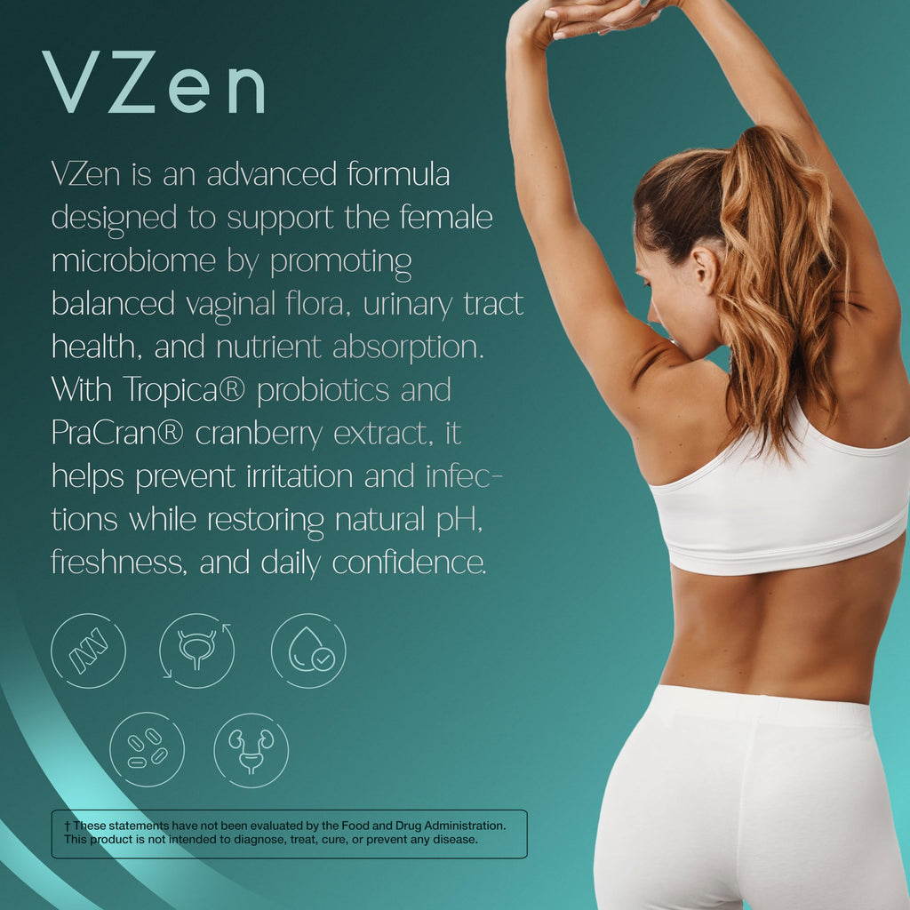 Zenos Health VZen Vaginal Probiotics for Women – Probiotics and Prebiotics for Digestive Health & Bloating Relief for Women – Improve Gut Health, Urinary Tract & Daily Wellness - Made in USA, 30 Caps Zenos Health Au supplements