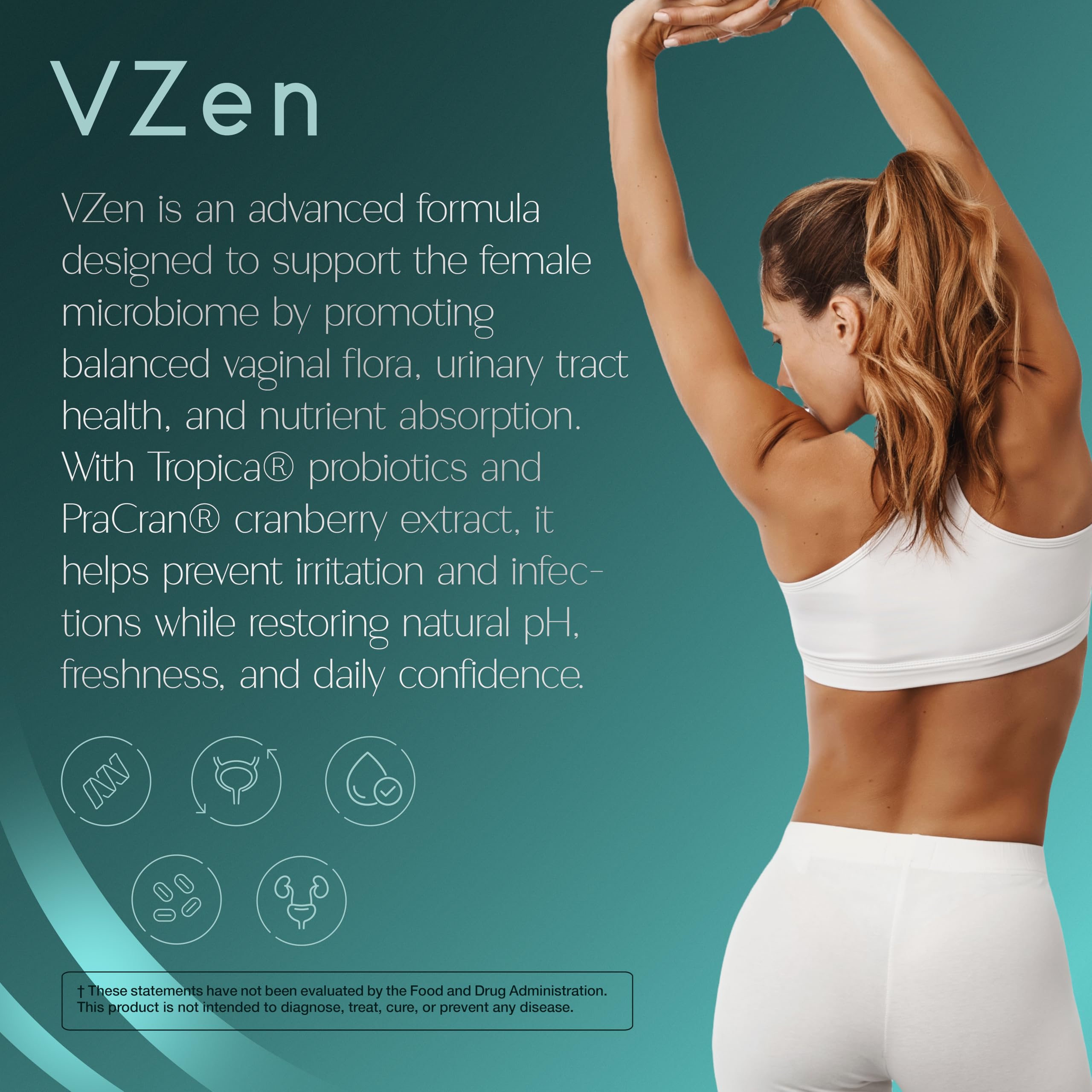 Zenos Health VZen Vaginal Probiotics for Women – Probiotics and Prebiotics for Digestive Health & Bloating Relief for Women – Improve Gut Health, Urinary Tract & Daily Wellness - Made in USA, 30 Caps Zenos Health Au supplements