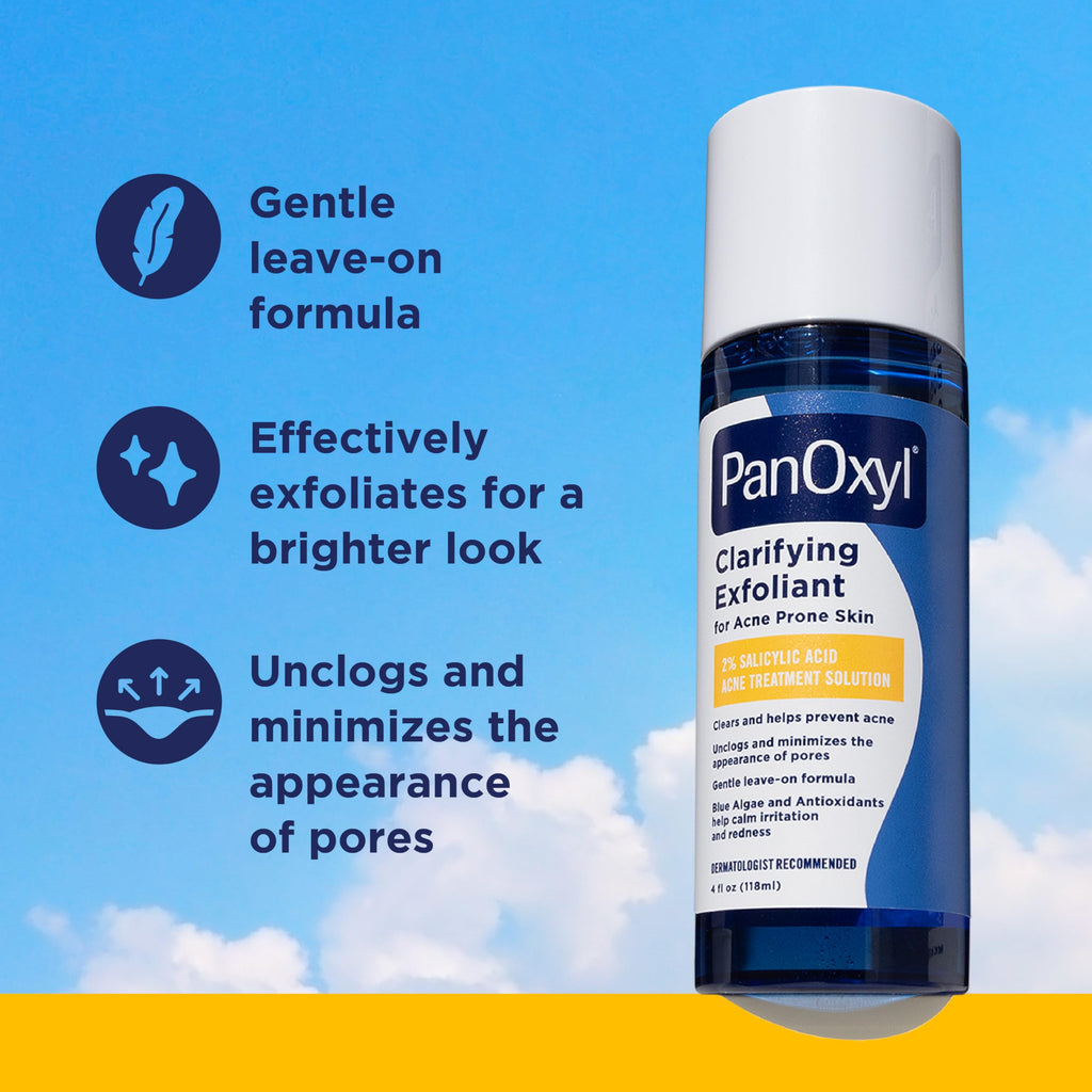 PanOxyl Clarifying Exfoliant with 2% Salicylic Acid, BHA Liquid Exfoliant for Face, Unclogs, Minimizes Appearance of Pores