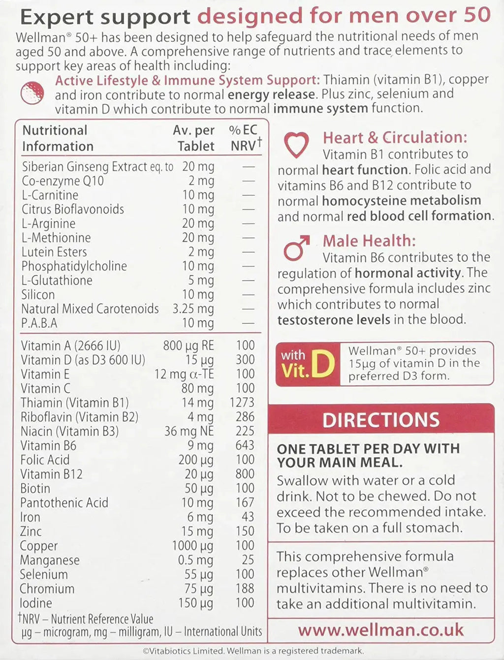Wellman 4 X 50+ 30 Tablets Wellman Au supplements