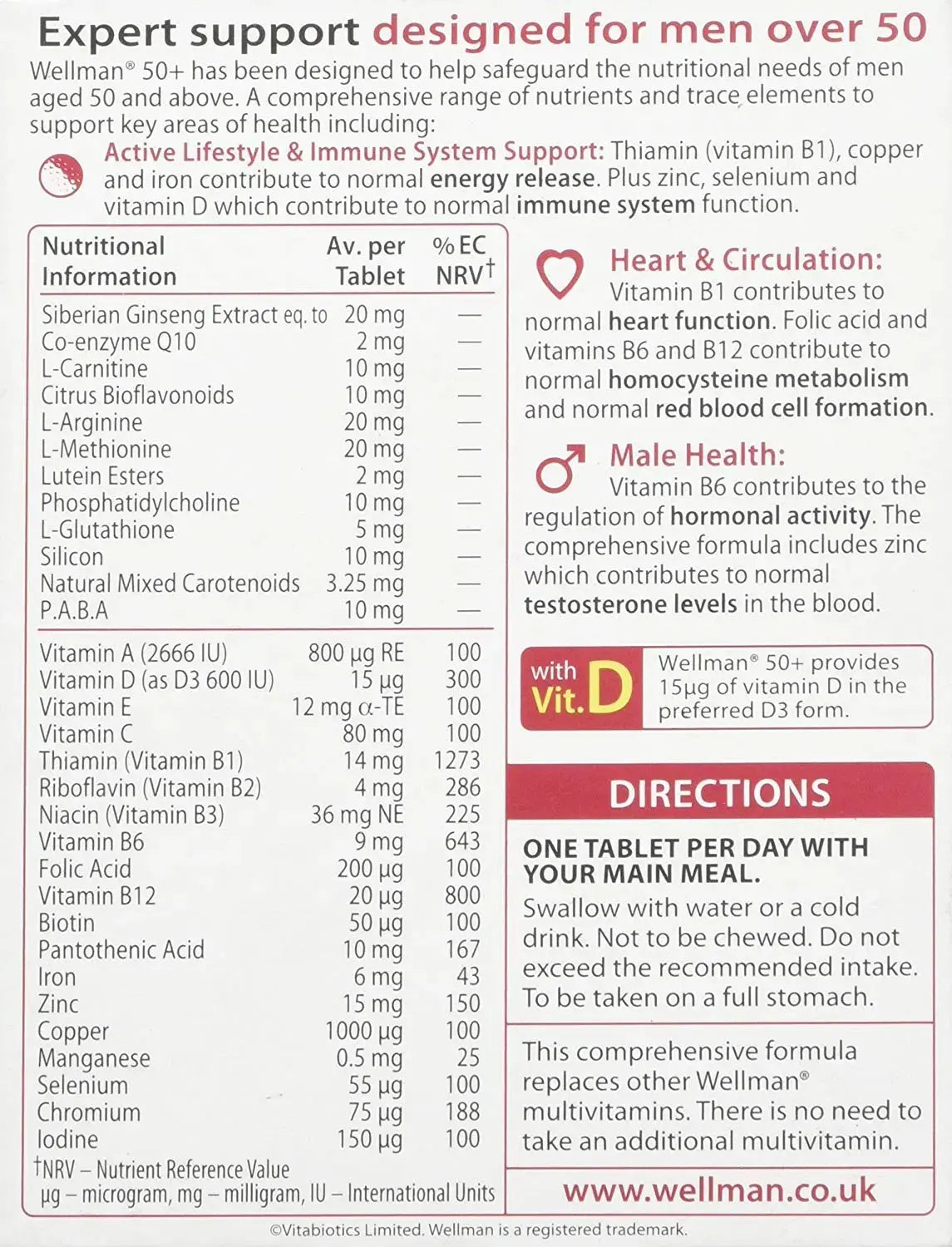 Wellman 4 X 50+ 30 Tablets Wellman Au supplements