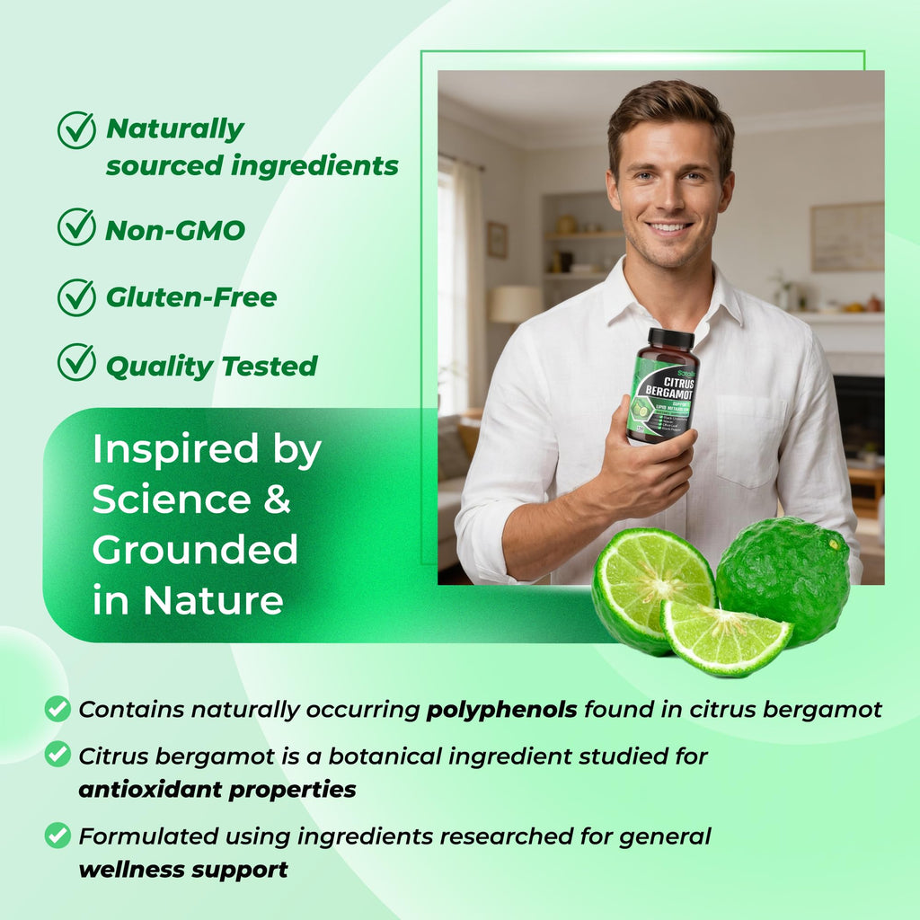 Premium Citrus Bergamot Organic Bergamot Supplement with Niacin Black Chokeberry Olive Leaf Black Pepper