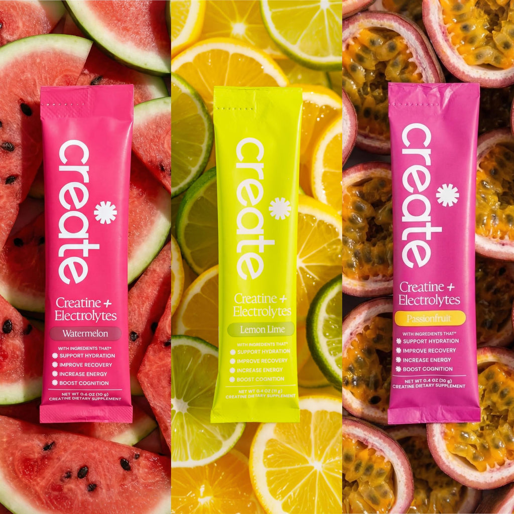 Create Creatine + Electrolytes Mix - Creatine Monohydrate Stick Packs, Supports Energy and Hydration, NSF Certified for Sport, 30 Count, Variety Pack
