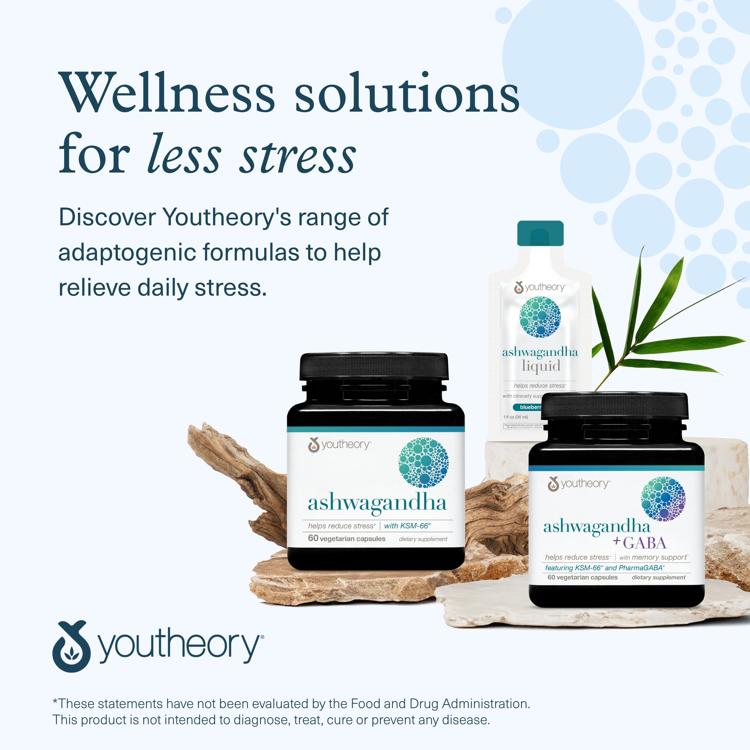 Youtheory Ashwagandha - with Organic KSM-66 Ashwagandha - Herbal Blend to Support Stress Relief & Energy Levels* - Helps Support Mood* - 60 Vegetarian Capsules (30-Day Supply)