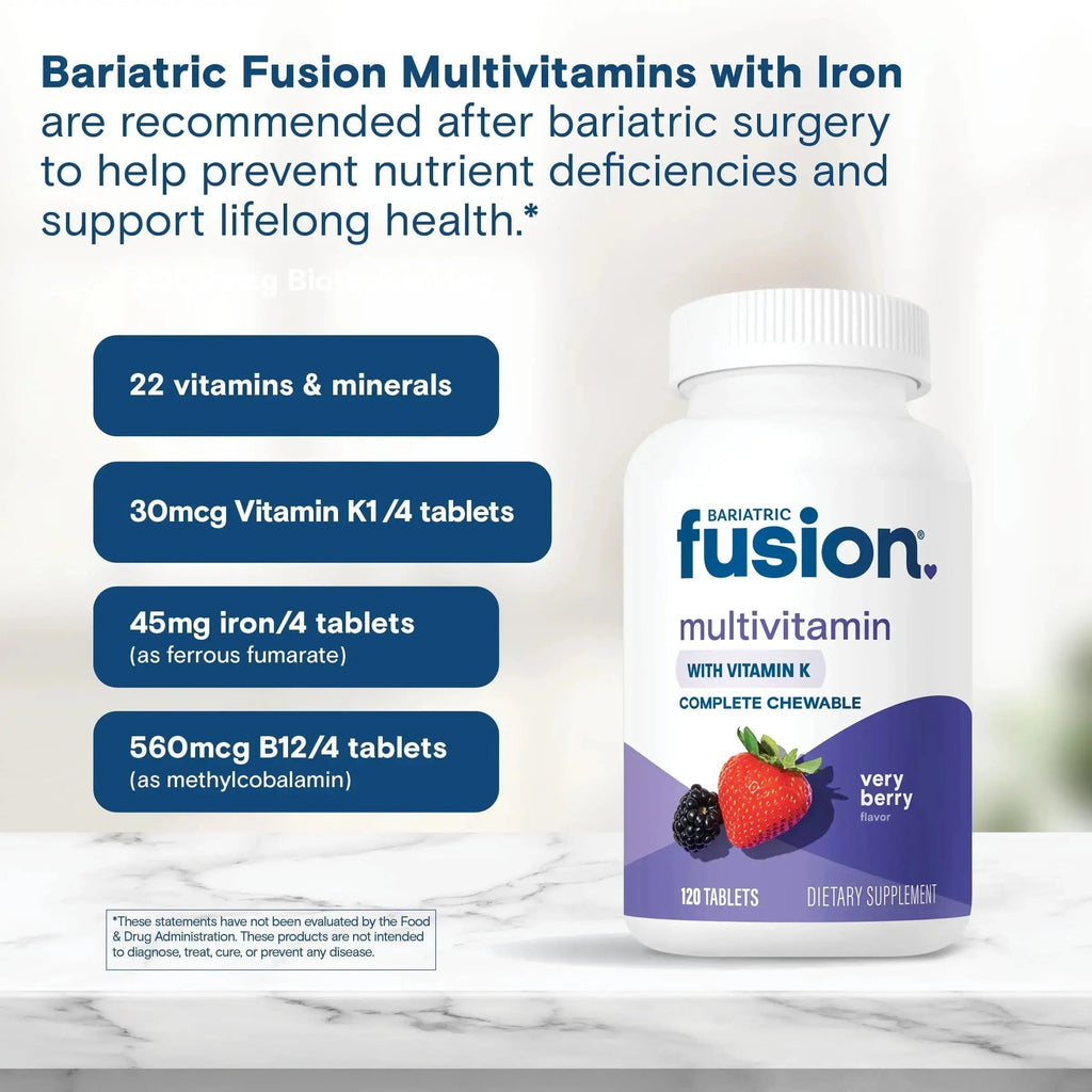 Bariatric Fusion Very Berry Complete Chewable Bariatric Multivitamin with Iron and Vitamin K for Bariatric Surgery Patients Including Bariatric Fusion Au supplements