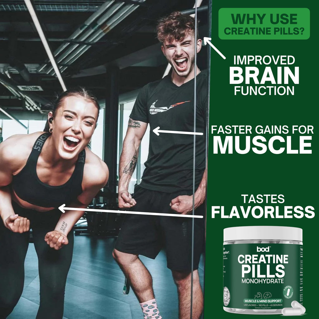 BOD Creatine Monohydrate Capsules – 45 Servings (4 Capsules = 5 g) – Ultra-Pure 200 Mesh Creatine Monohydrate – Strength, Power, Muscle Growth & Recovery Bod Au supplements