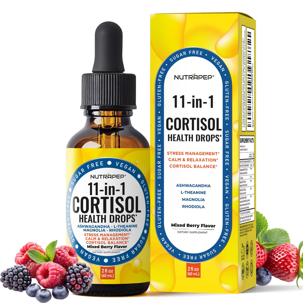 NutraPep Cortisol Detox Liquid Drops for Women Men - Cortisol Reducer Supplement Support Wellness Cleanse Balance Stress Mood Sleep Focus - Lower Cortisol Levels with Ashwagandha L-Theanine Magnolia NutraPep Au supplements