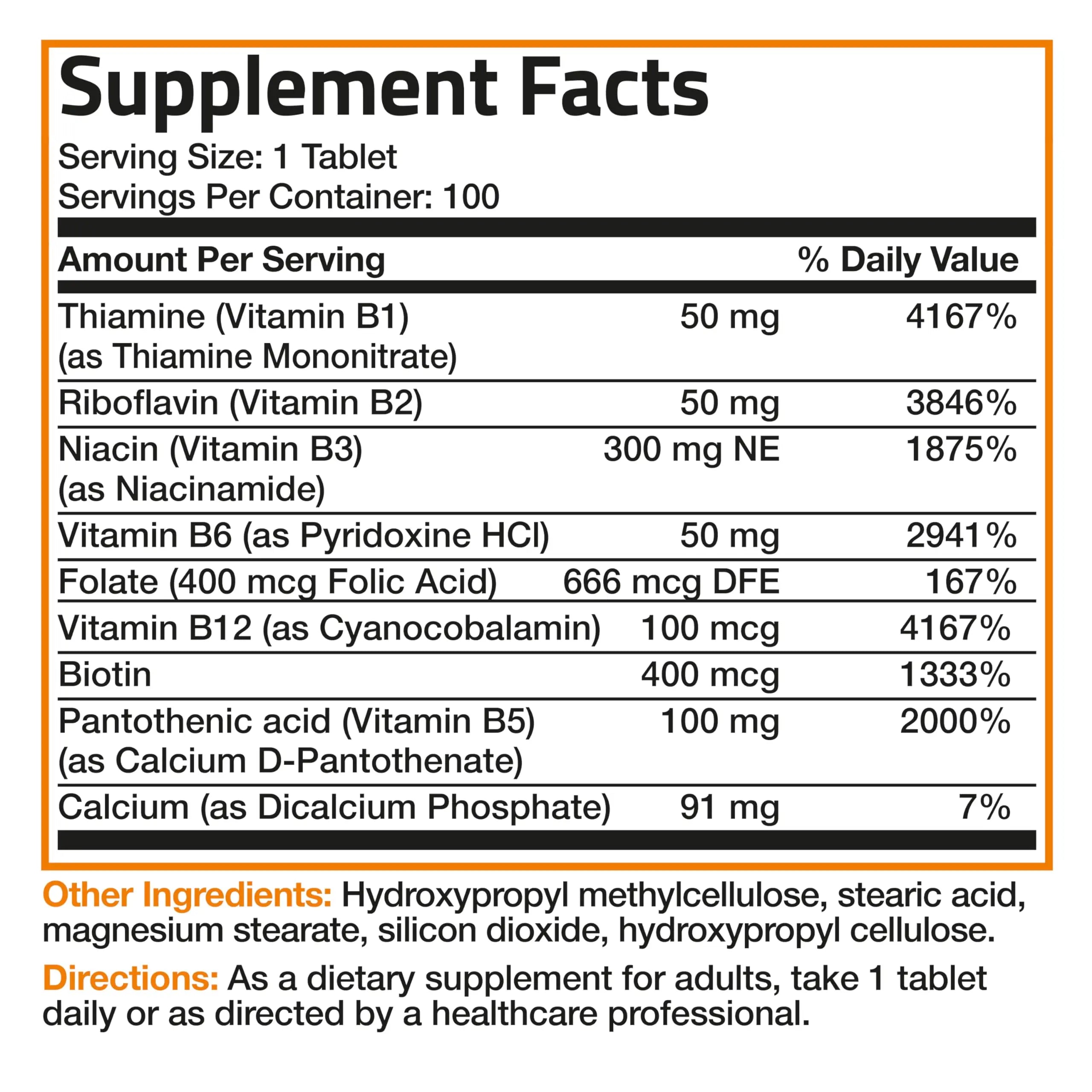 Bronson Super B Vitamin B Complex Sustained Slow Release Vitamin B1, B2, B3, B6, B9 Bronson Au supplements