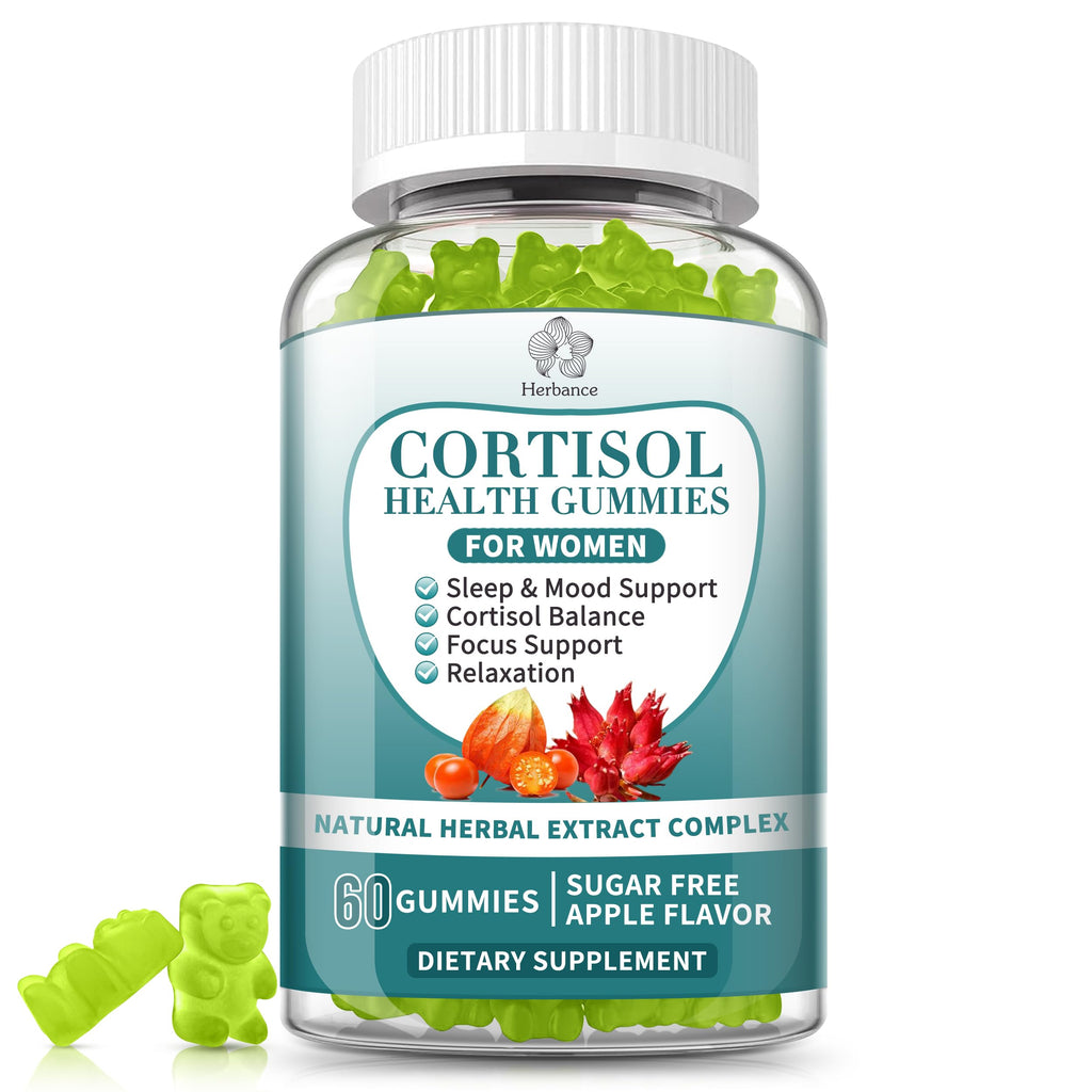 Cortisol Supplements Gummies for Women, Cortisol Reducer w.Ashwagandha Rhodiola Rosea Magnesium L-Theanine Phosphatidylserine Black Peper, Hormone Balanced & Lower Cortisol - 30 Day Vegan Supply Herbance Au supplements