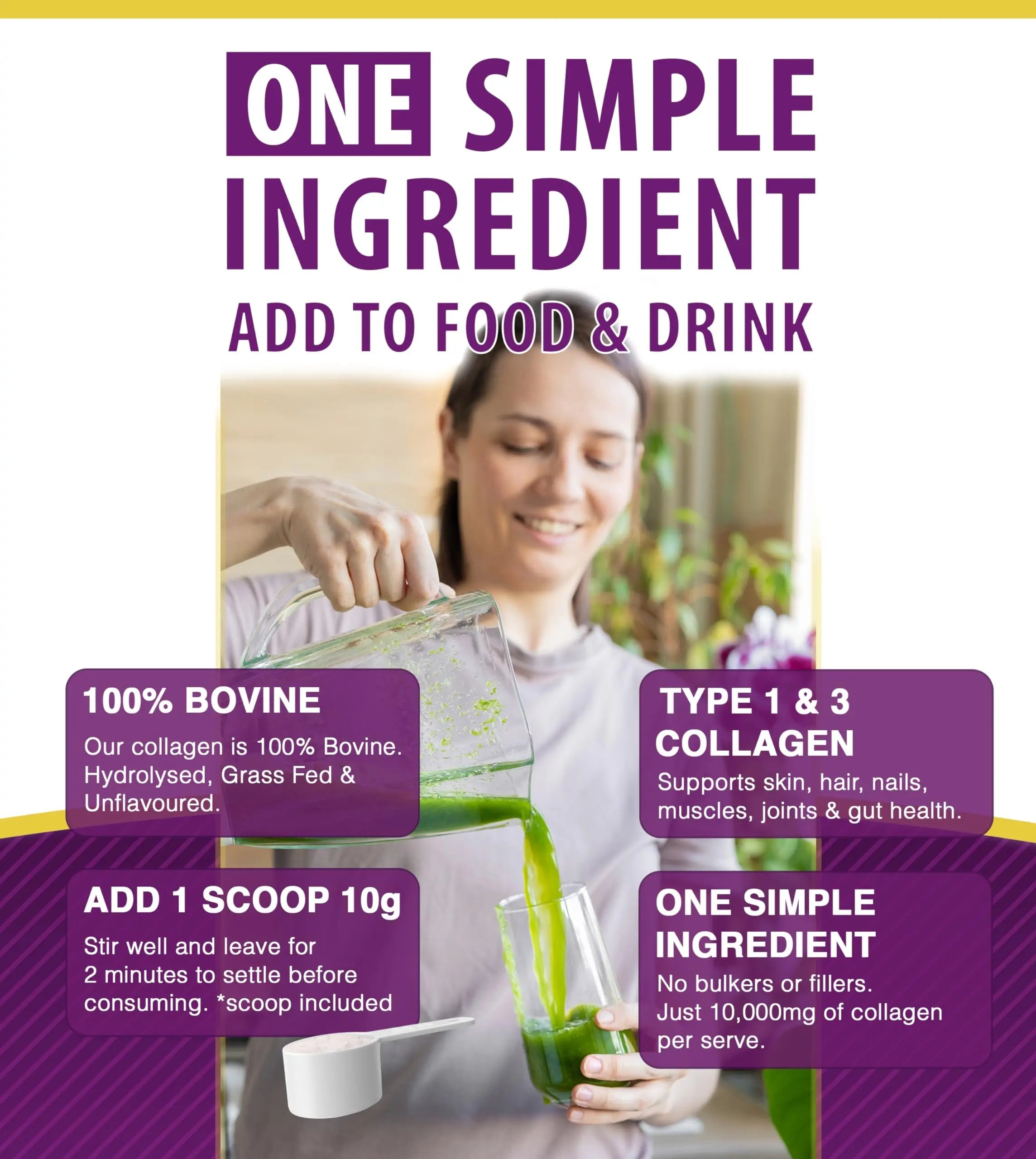 Premium Collagen Powder 300g Hydrolysed Bovine Collagen Peptides Powder ONYX INGREDIENTS 101 Au supplements