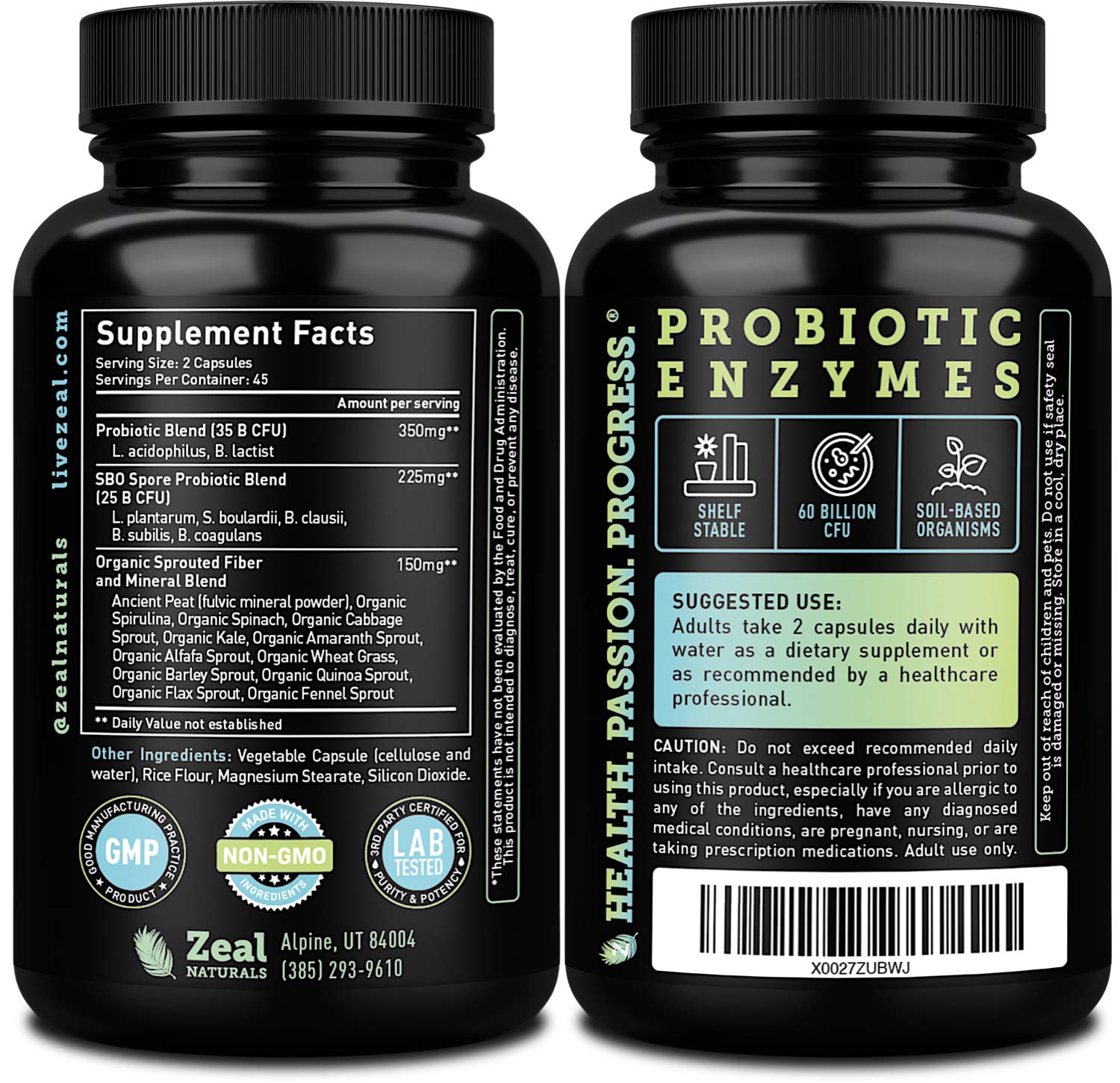 Probiotics and Prebiotics + SBO Probiotics (60 Billion CFU | 90 Capsules) Acidophilus Probiotic w. Saccharomyces Boulardii, Bifidobacterium + Spore Probiotic & Organic Sprouted Prebiotic Fiber Blend Zeal Naturals Au supplements