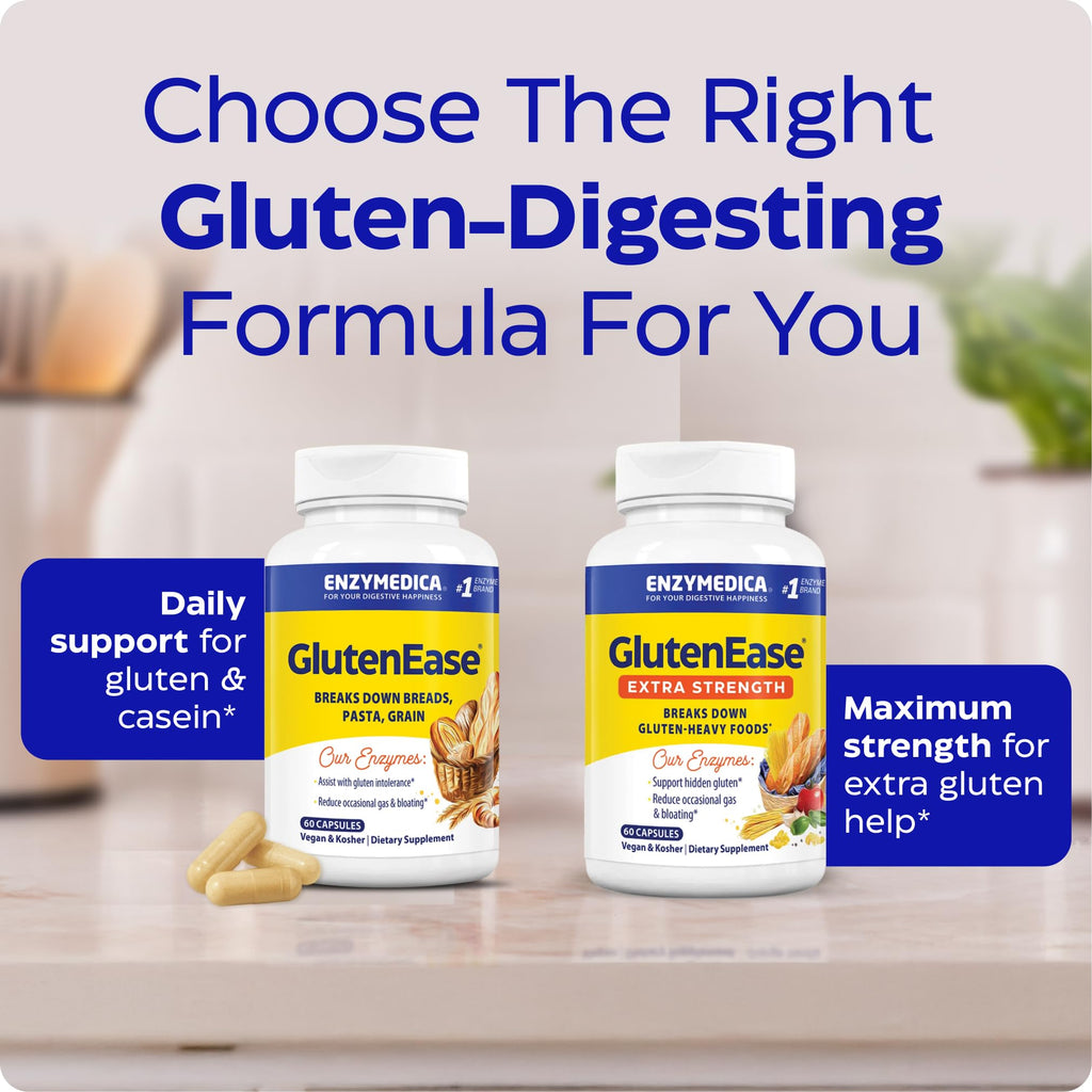 Enzymedica GlutenEase - Digestive Enzyme Supplement for Women & Men, Gluten & Casein Sensitivity Support, Enzymes for Digestion & Gut Health