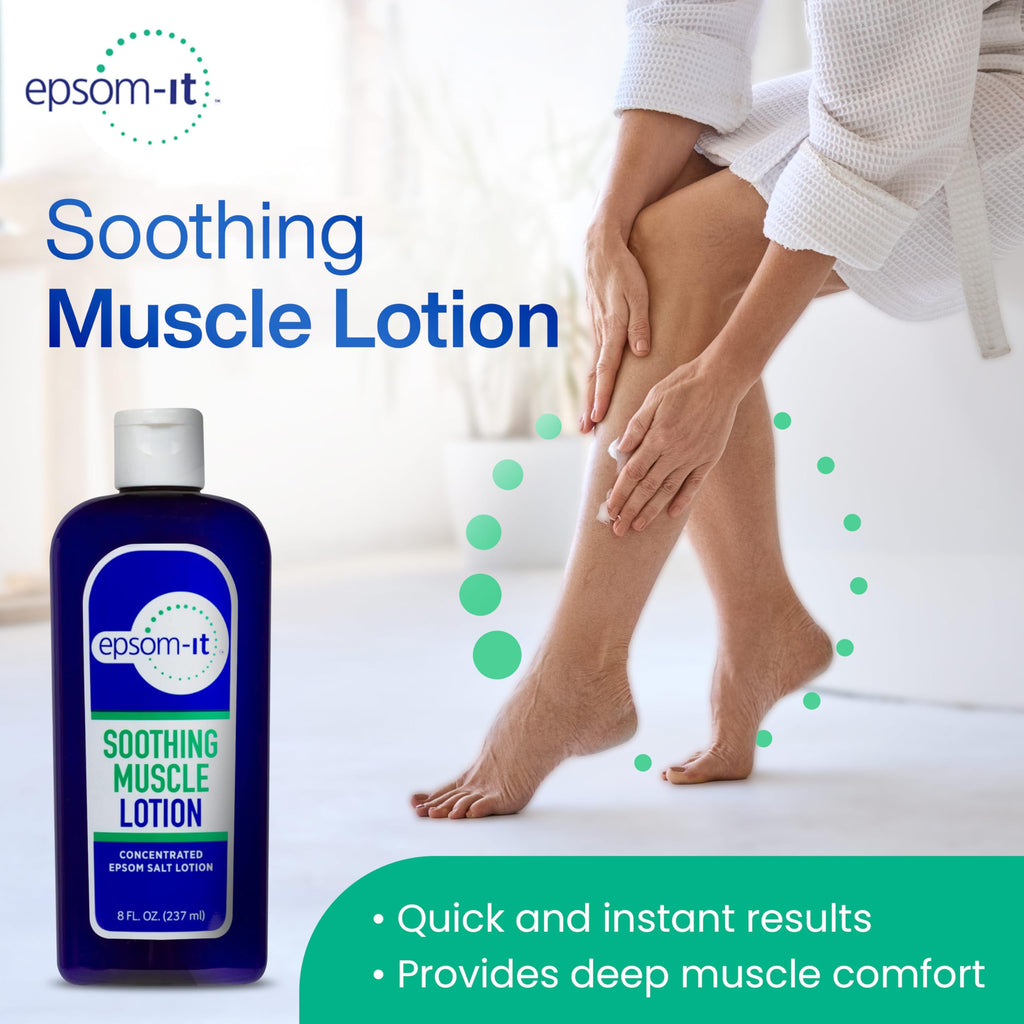 Epsom-It Soothing Muscle Magnesium Lotion – Epsom Salt Topical Cream with Arnica and Magnesium Sulfate - Designed for Muscle Stiffness, Leg Cramps, Feet, Knees and Achy Feet - 8.0 oz EPSOM-IT Au supplements
