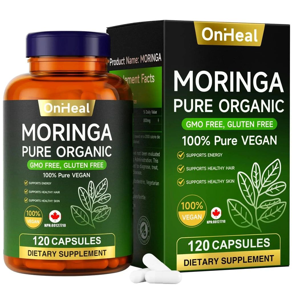 YBFQ Organic Moringa Capsules 1000 mg, 120 Count - Moringa Capsules with Organic Olefeira Powder, Supports Healthy Hair and Skin, Energy and Balance YBFQ Au supplements