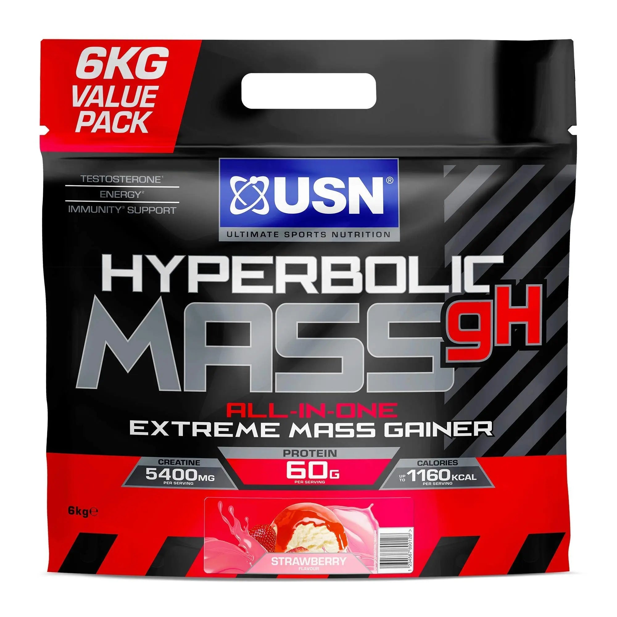 USN Hyperbolic Mass Strawberry 6kg: High Calorie Mass Gainer Protein Powder for Fast Muscle Mass USN Au supplements