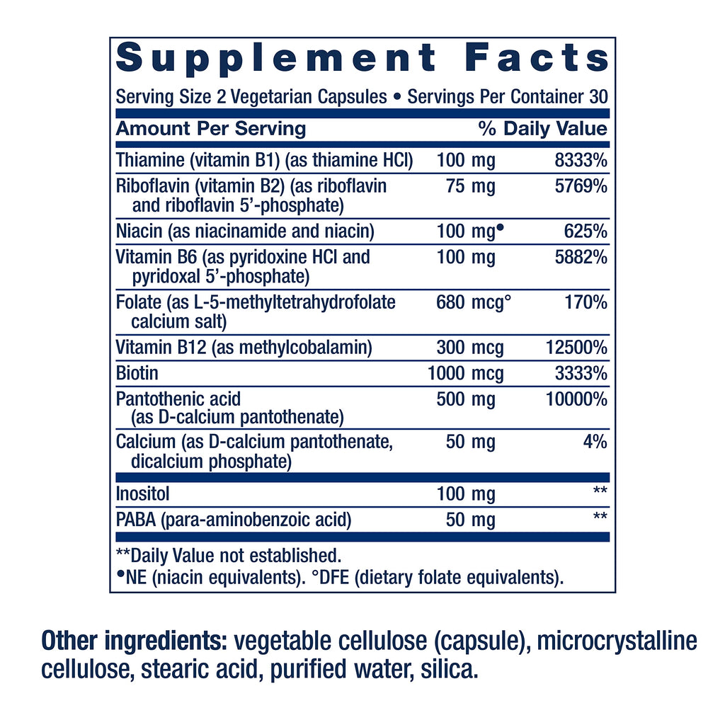 Life Extension BioActive Complete B-Complex, Heart,  Nerve Support, Healthy Energy, Metabolism, Complete B Complex, 60 Vegetarian Capsules