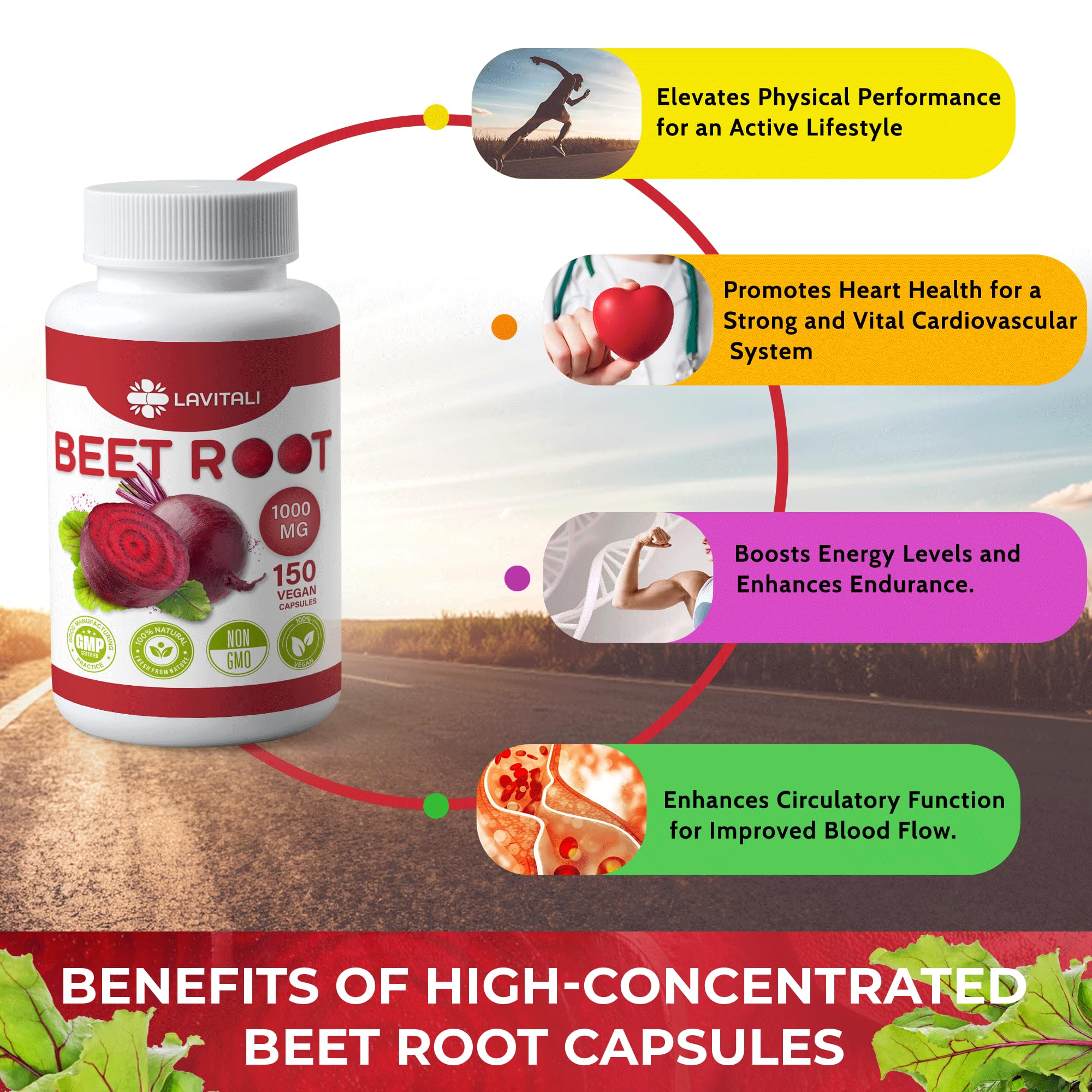 LaVitali 275 Beet Root Extract Capsules, 1000mg per Serving, High Concentrated Herbal LaVitali Au supplements