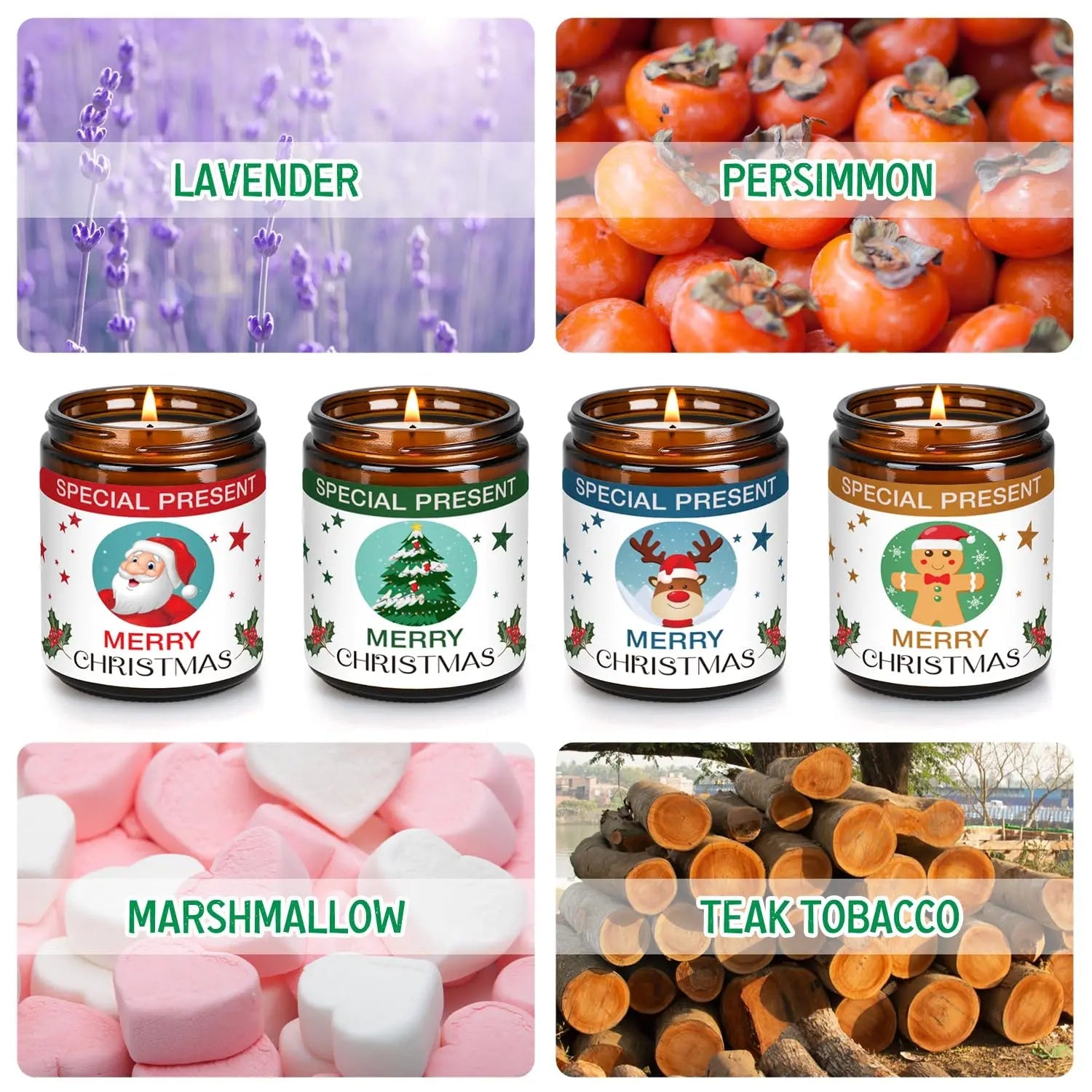 Christmas Candle Set Scented Candle Gift Set, 4 Pack 28 oz Christmas Scented Candles Over 180 Hours YINUO LIGHT Au supplements