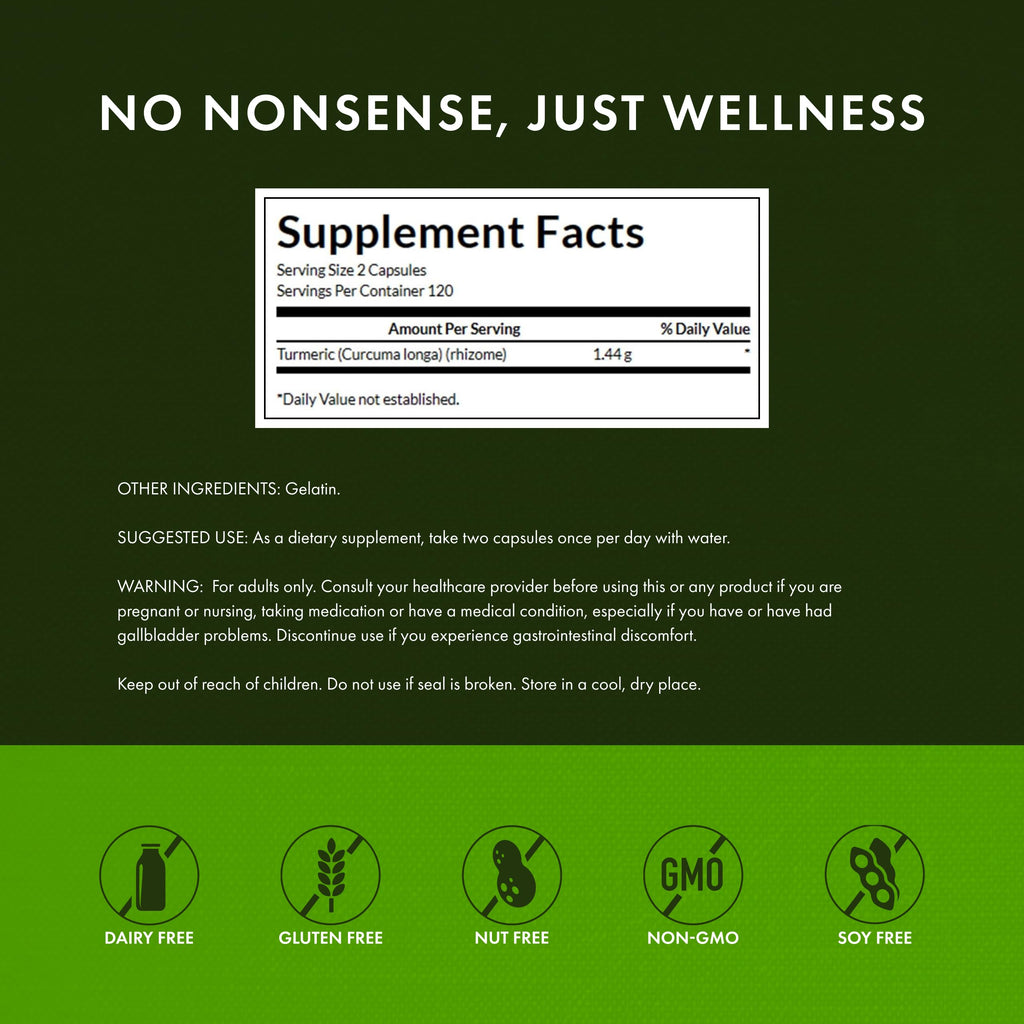 Swanson Full Spectrum Turmeric Curcumin Joint, Liver, and Digestive Support Supplement for Active Adults - Non-GMO