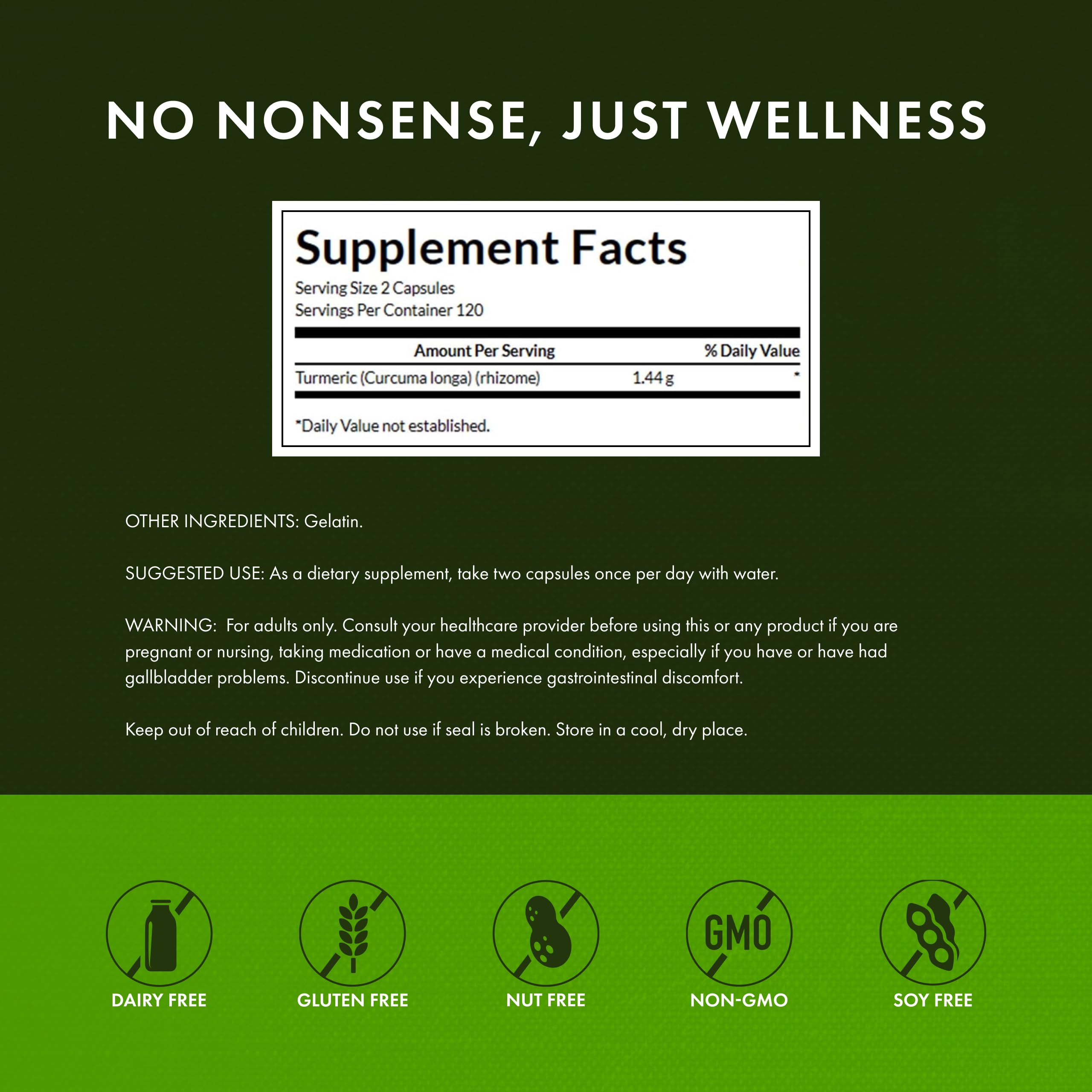 Swanson Full Spectrum Turmeric Curcumin Joint, Liver, and Digestive Support Supplement for Active Adults - Non-GMO
