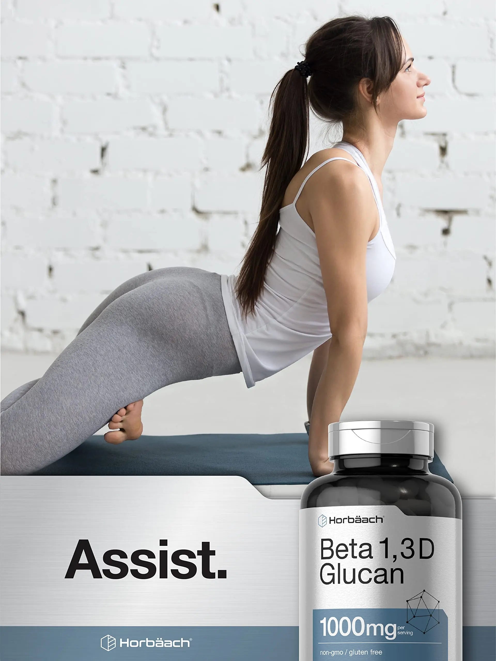 Beta Glucan 1 3D 1000 mg | 90 Capsules | Beta 1,3, 1,6 D Glucan | Non-GMO, Gluten Free Horbäach Au supplements