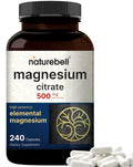 Magnesium Citrate 500mg, 240 Capsules (Citrato de Magnesio) | High Purity Elemental NatureBell Au supplements