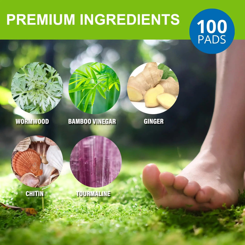 AOSORW 100 Pack Foot Pads, Ginger Oil Bamboo Charcoal Foot Pads, Foot Care Patch AOSORW Au supplements