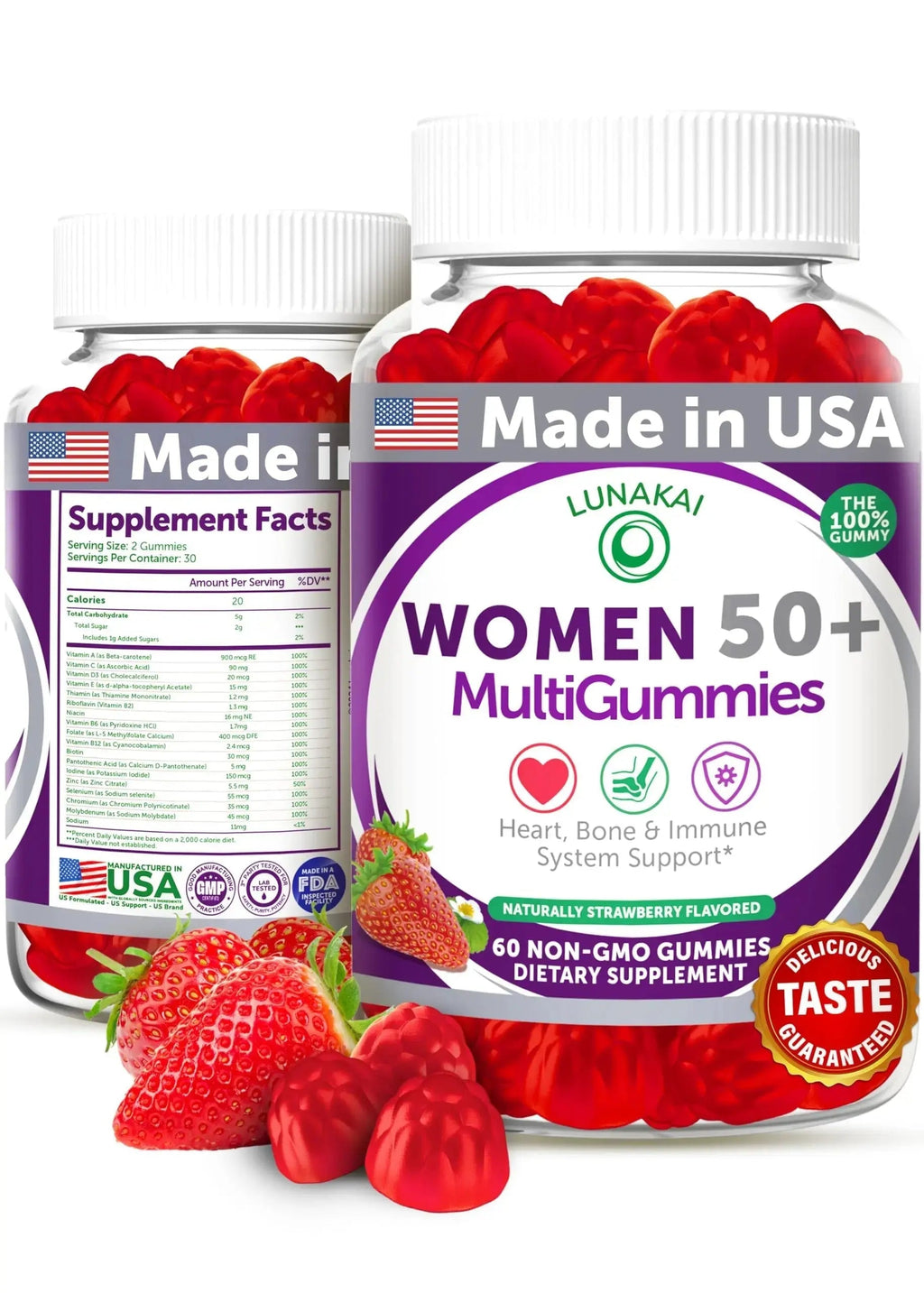 Lunakai USA Made 50 Plus Women's Multivitamin Gummies - Delicious Formula Enhanced with Essential Vitamins Lunakai Au supplements