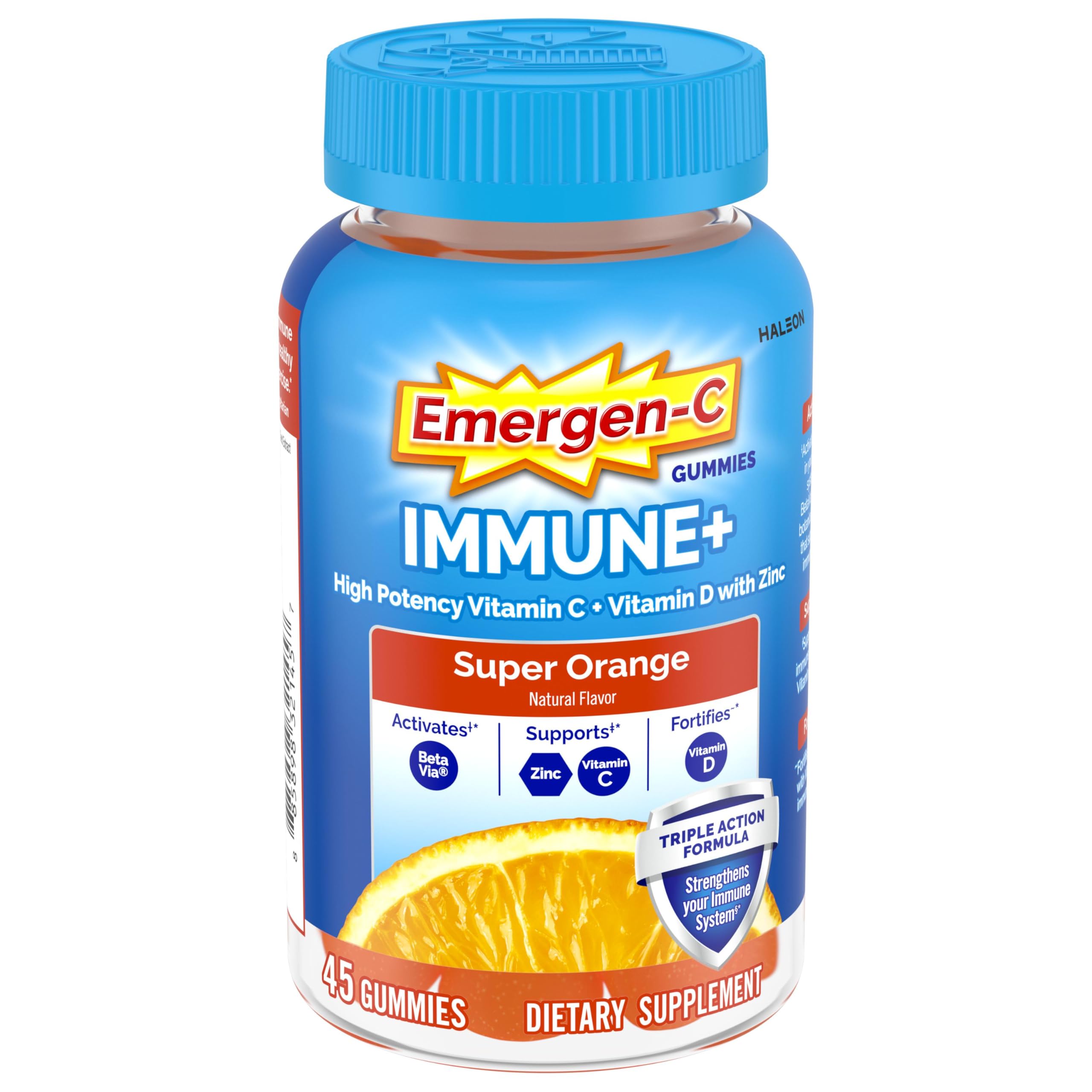 Emergen-C Immune+ Triple Action Immune Support Gummies, BetaVia (R), 1000mg Vitamin C, B Vitamins, Vitamin D and Antioxidants