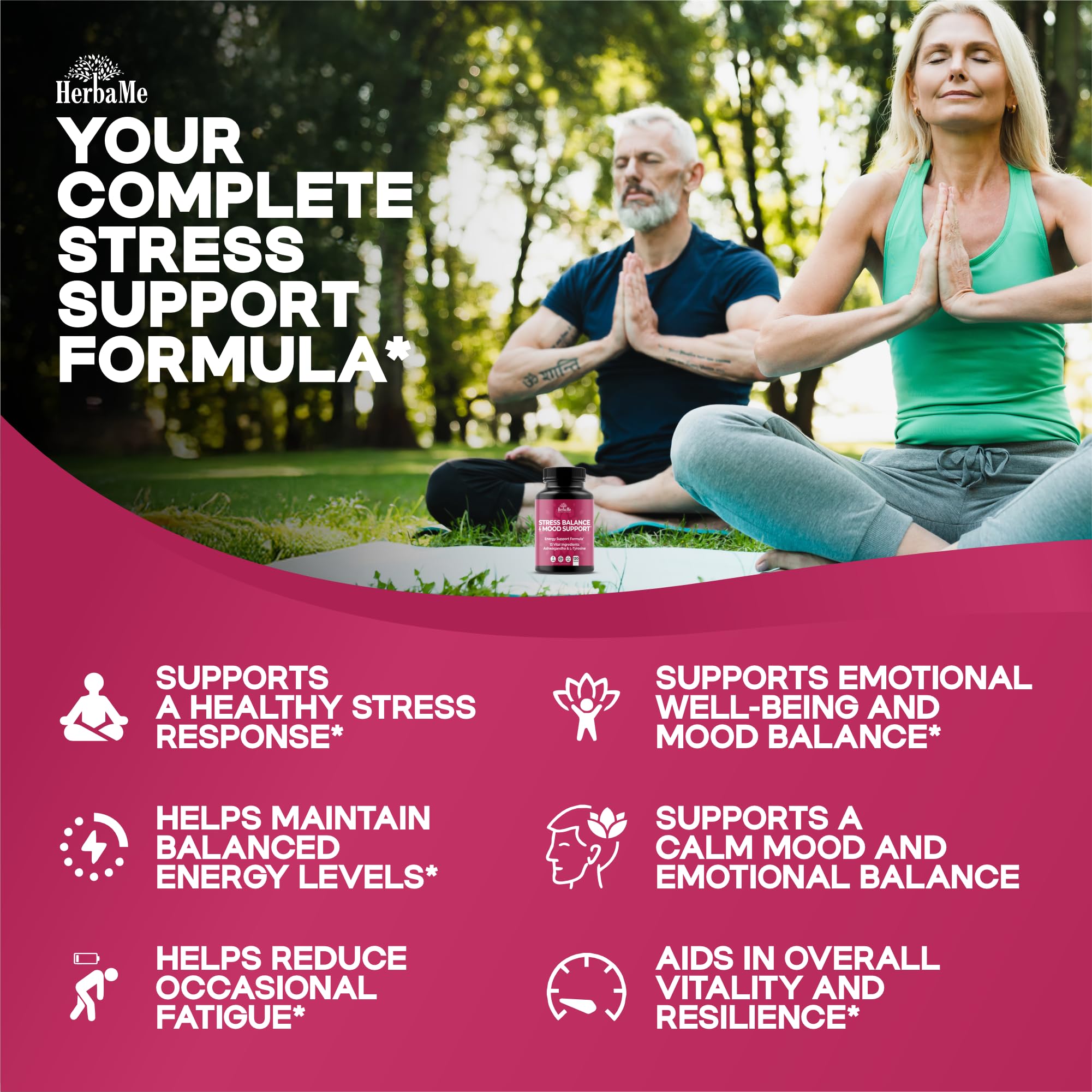 HerbaMe Cortisol Manager Supplement and Balance Mood with Ashwagandha & L-Tyrosine, 120 Capsules, Helps Maintain Healthy Energy Levels and Stress Relief, Fatigue Reducer Pills HerbaMe Au supplements