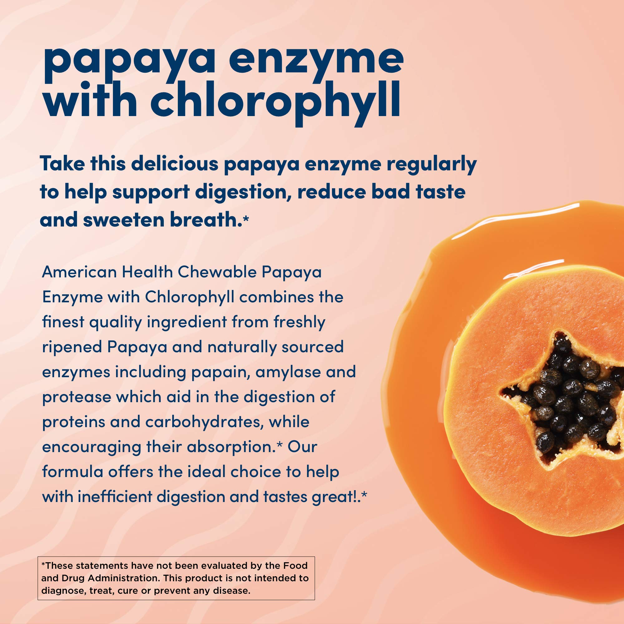 American Health Chewable Papaya Enzyme with Chlorophyll 600 Chwbls