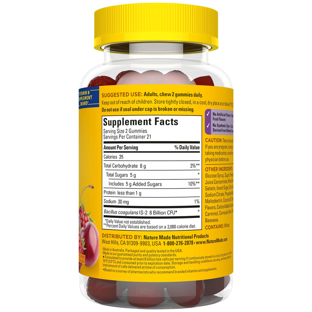 Nature Made Probiotics Extra Strength Dosage, Probiotics for Women and Men 8 Billion CFU per 2 Gummies, 42 Probiotic Gummies, 21 Day Supply Nature Made Au supplements