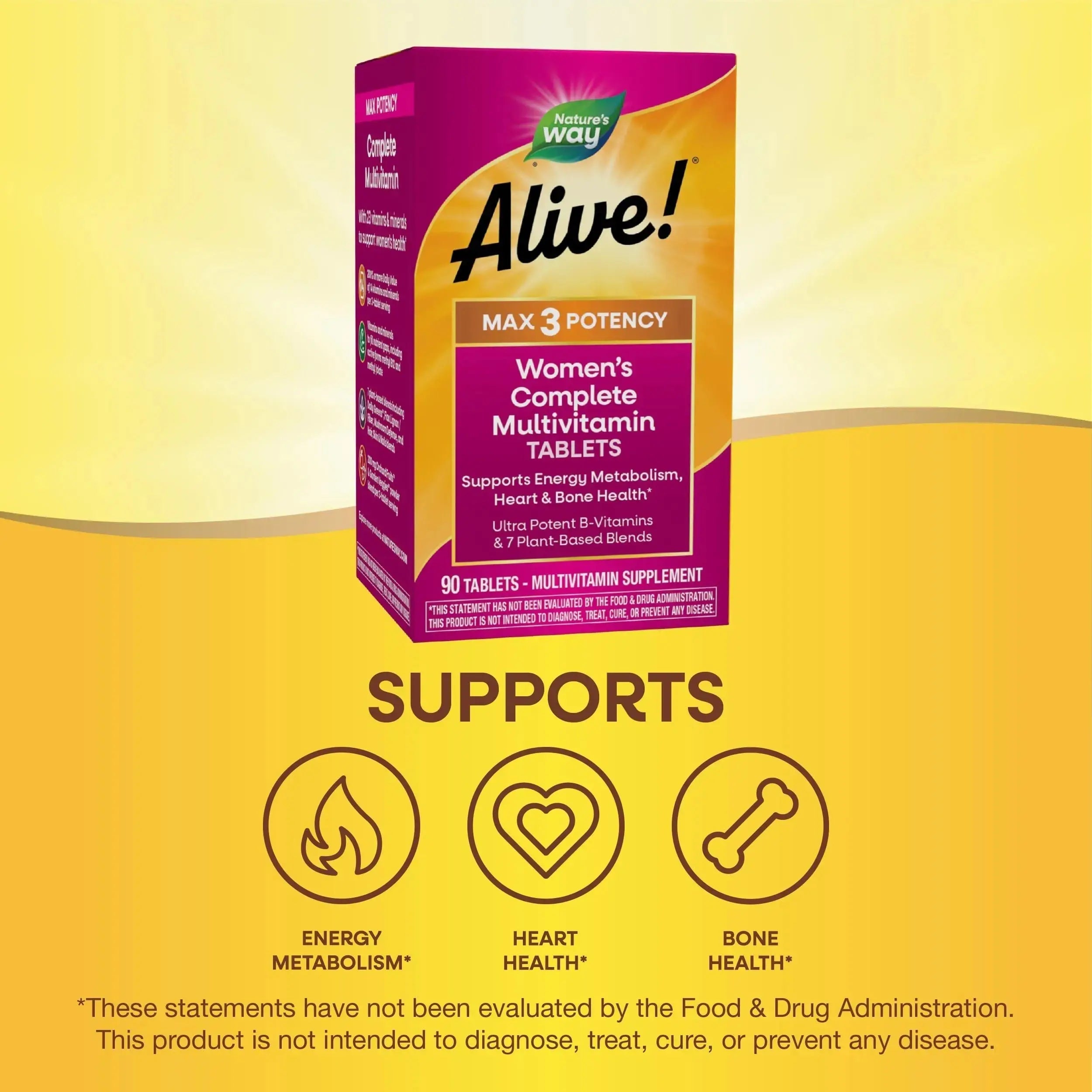 Nature's Way Alive! Max3 Daily Women's Multivitamin, Food-Based Blends (1,130mg per serving) and Antioxidants, 90 Tablets Nature's Way Au supplements