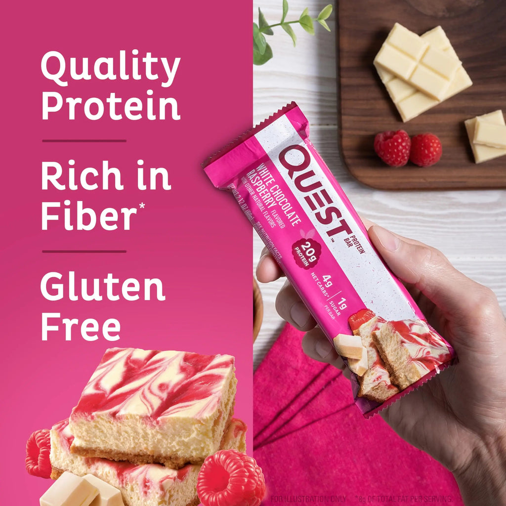 Quest Nutrition White Chocolate Raspberry Protein Bars, High Protein, Low Carb, Gluten Free Quest Nutrition Au supplements