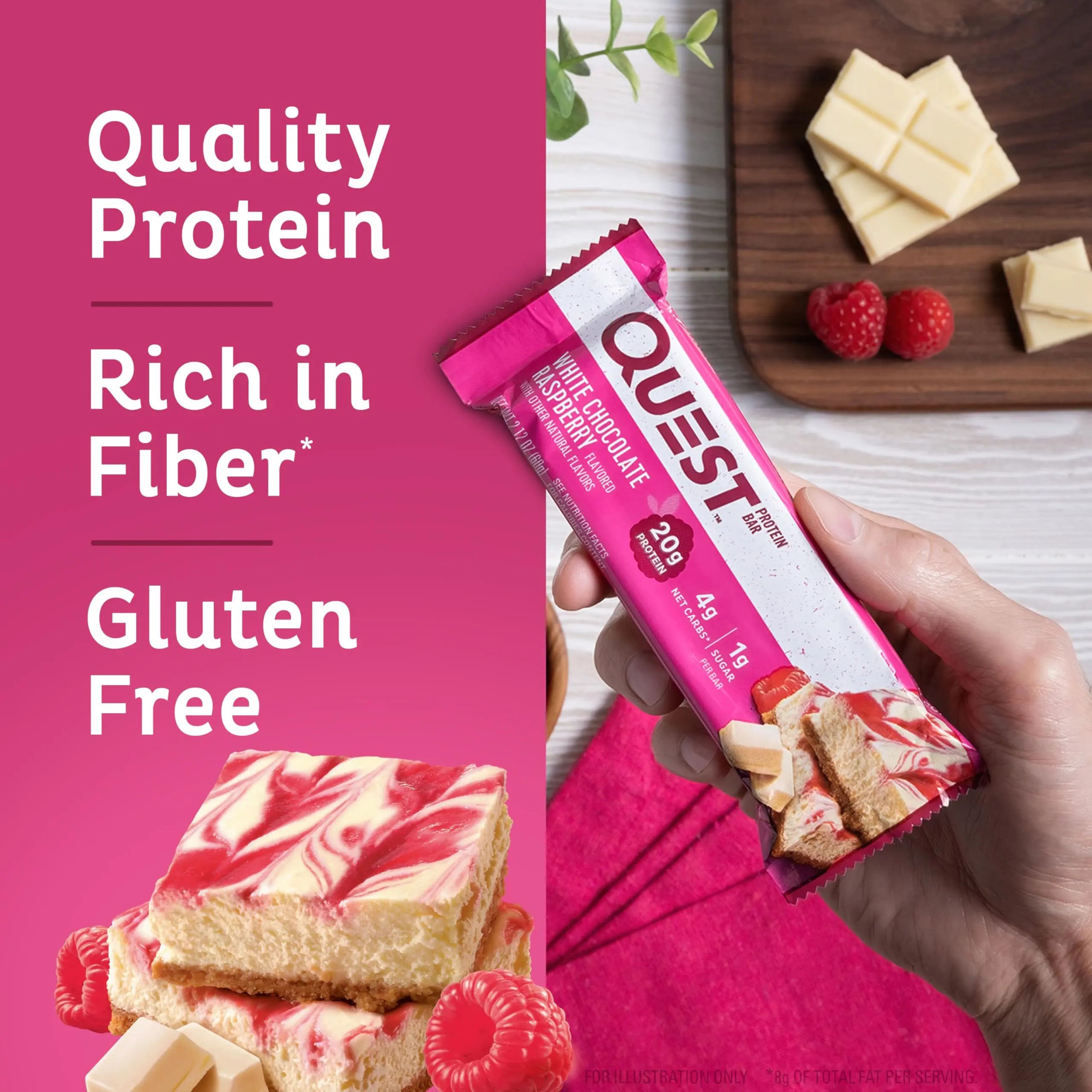 Quest Nutrition White Chocolate Raspberry Protein Bars, High Protein, Low Carb, Gluten Free Quest Nutrition Au supplements