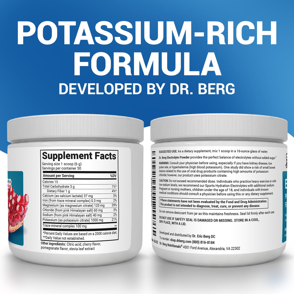 Dr. Berg Zero Sugar Hydration Keto Electrolyte Powder - Enhanced w/ 1000 mg of Potassium & Real Pink Himalayan Salt (NOT Table Salt)