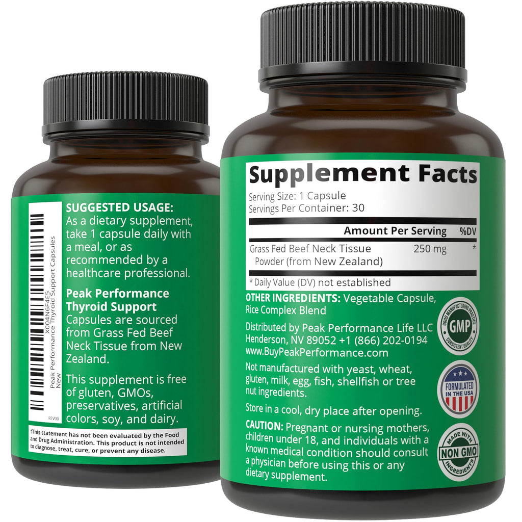 Raw Desiccated Thyroid Supplement. Grass Fed New Zealand Beef Neck & Thyroid Gland Capsules for Women and Men. Ancestral Living Ethically Sourced Bovine Supplements for Energy and Metabolism Support Peak Performance Au supplements
