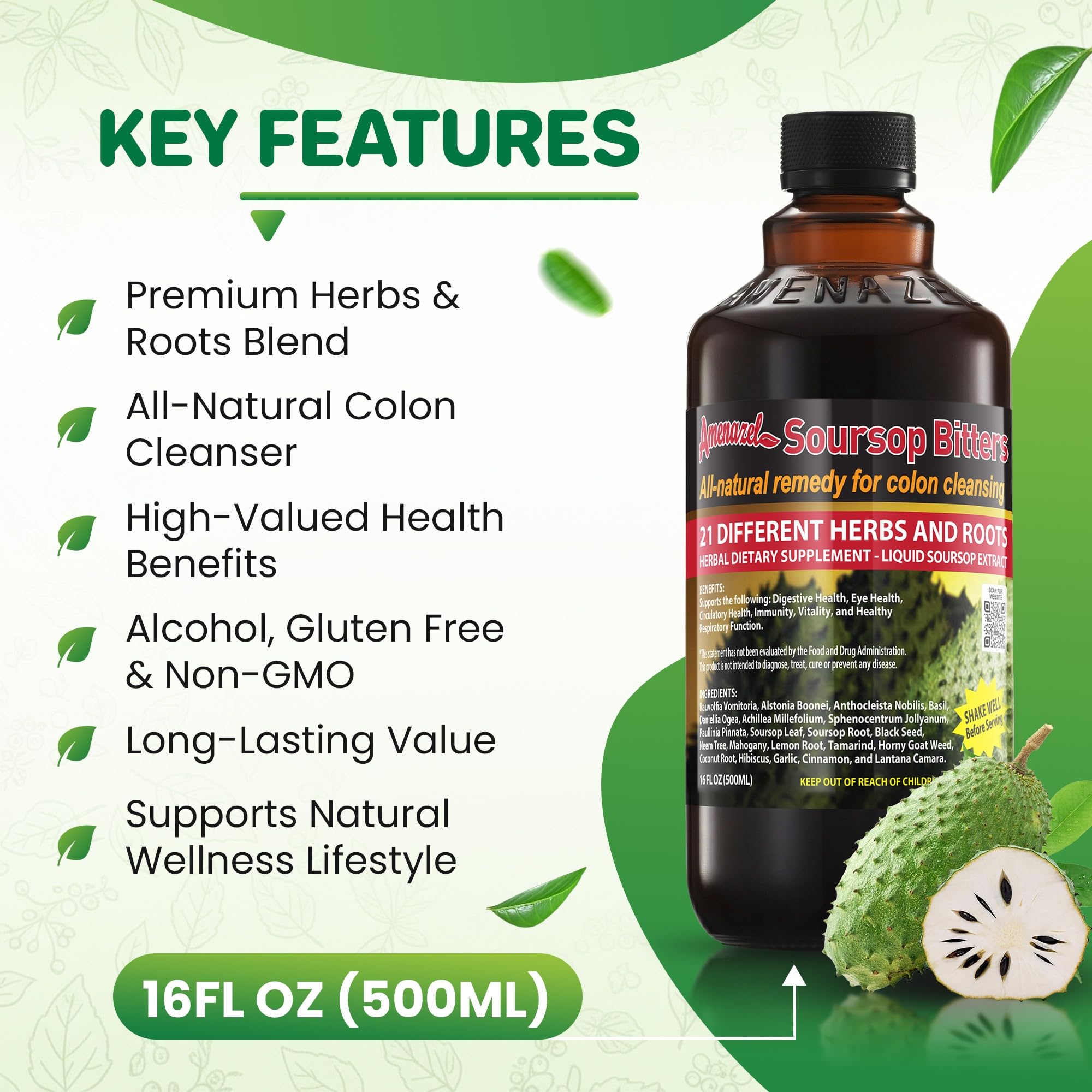 Amenazel Organic Soursop Bitters, 16 fl oz