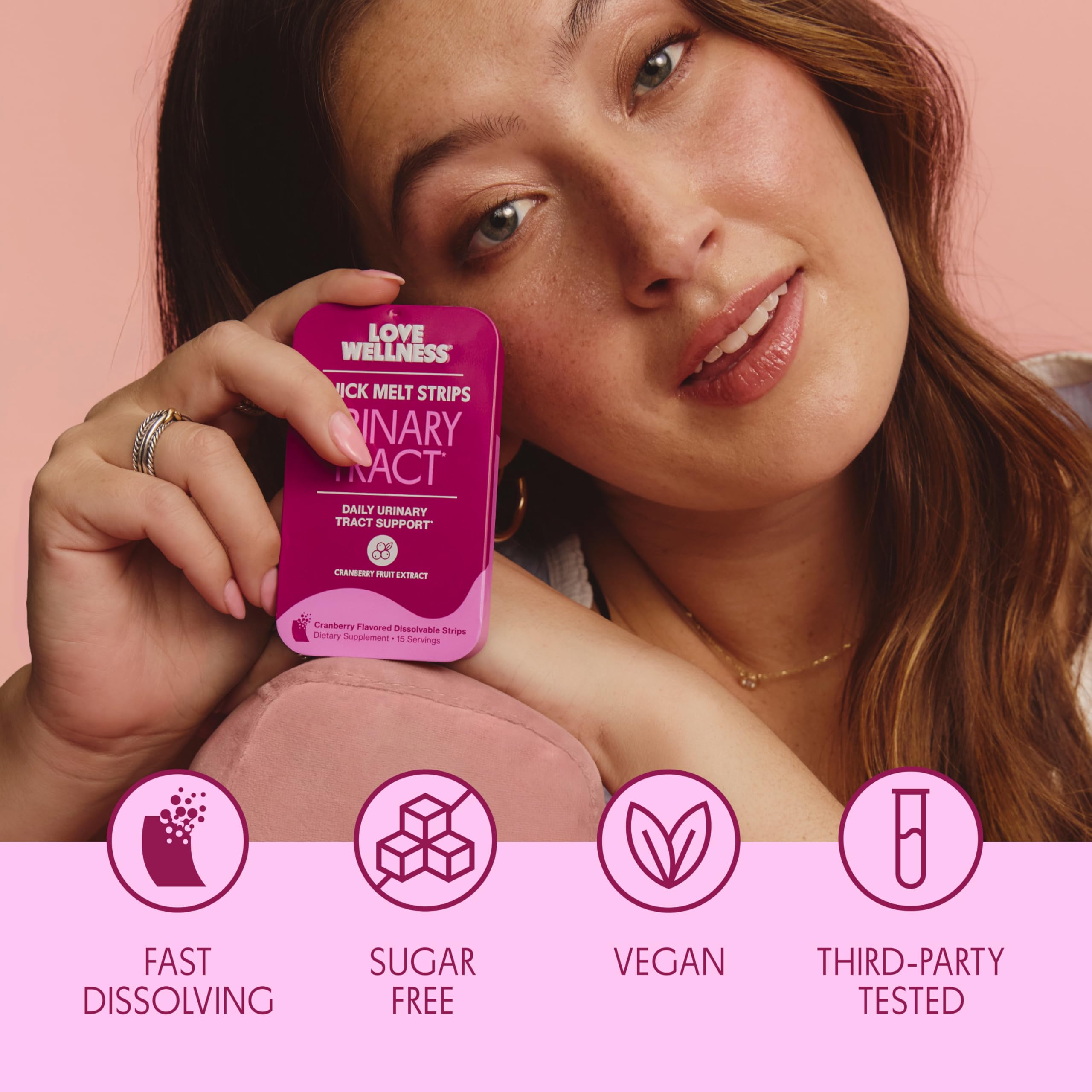 Love Wellness Urinary Tract* Quick Melt Strips - Fast-Dissolving UT Support with 36 mg PACs from Cranberry Fruit Extract - Promotes Urinary Health* - No Water Needed - Vegan and Sugar Free - 32 Strips Love Wellness Au supplements