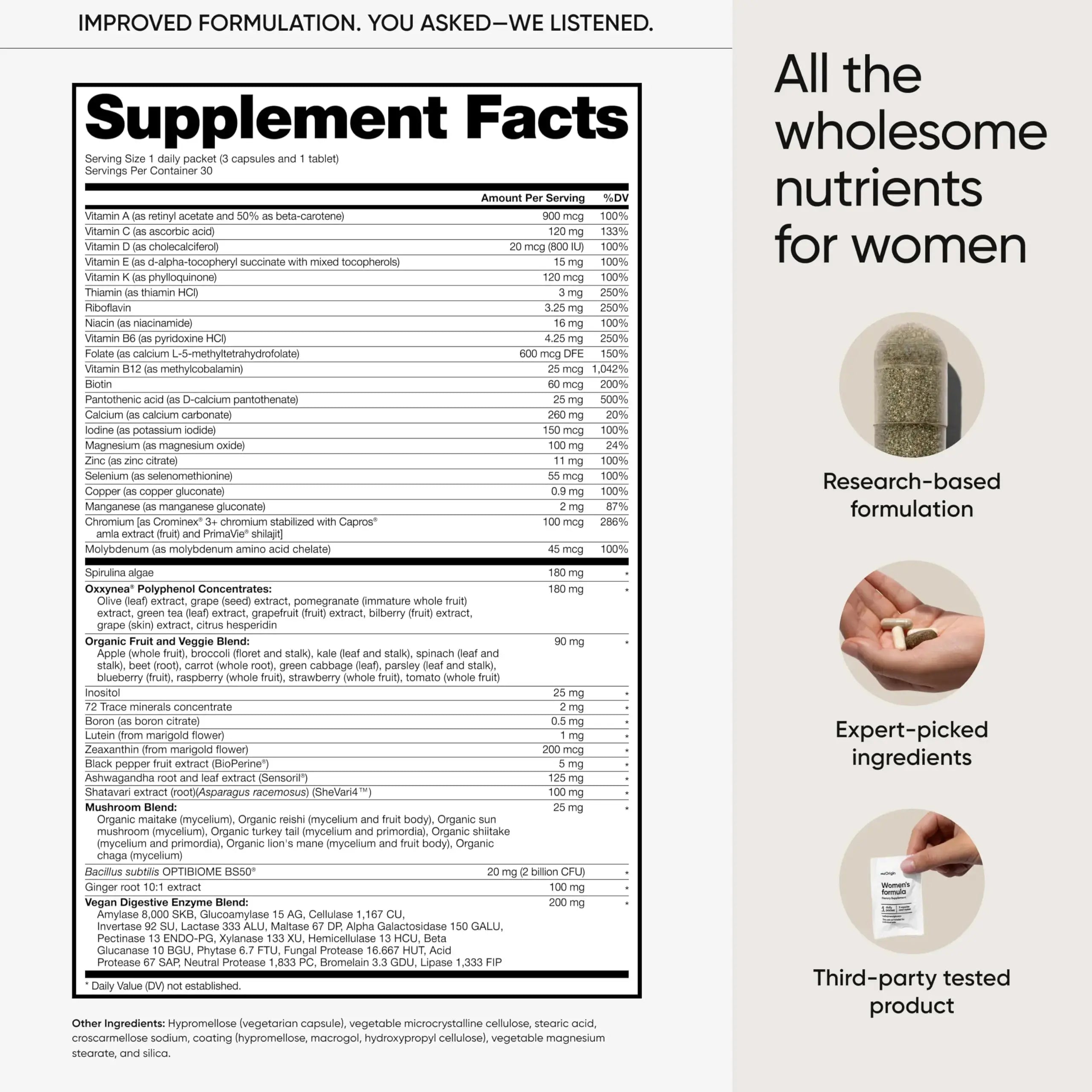 meOrigin Multivitamin for Women, All-in-One Supplement Complex with Vitamin B12, A, C, Biotin, D, E, Folate, Magnesium meOrigin Au supplements