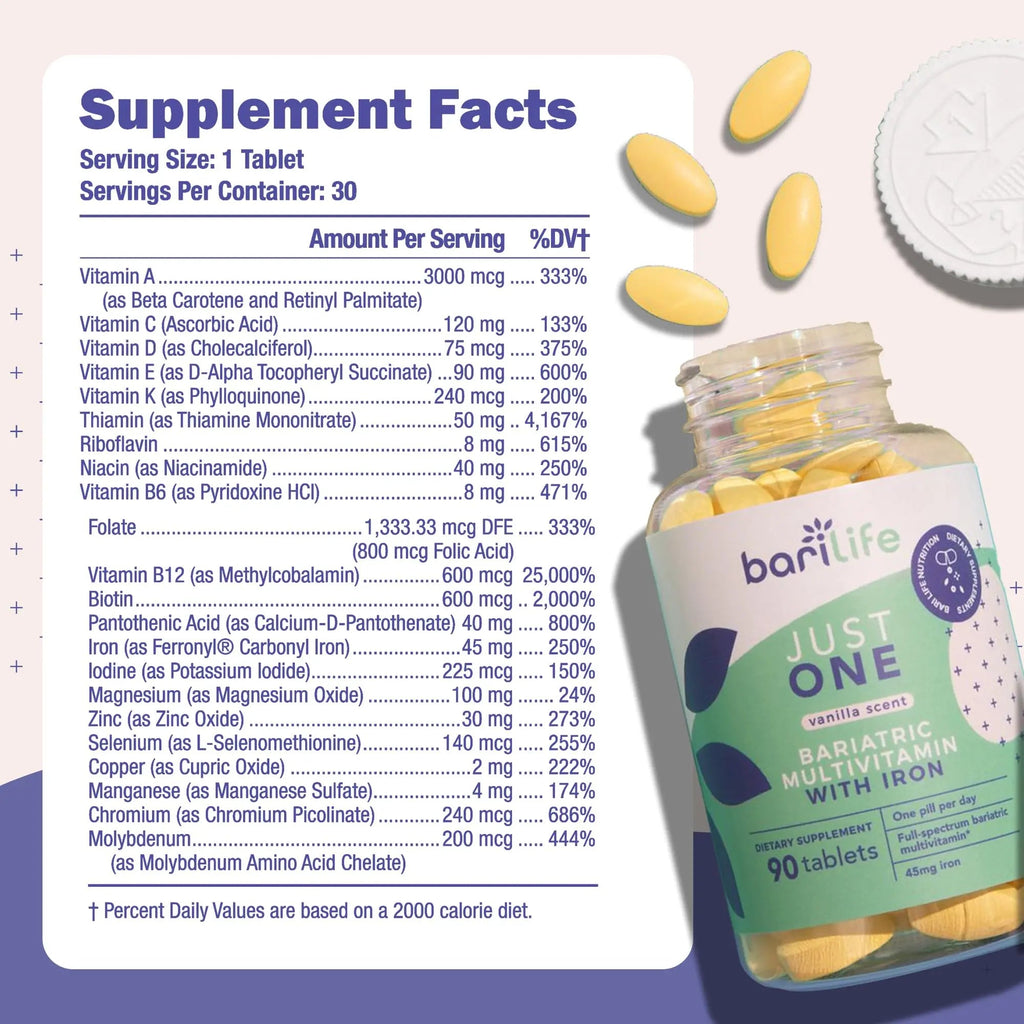 Just One - Once Daily Bariatric Multivitamin with Iron (30) Bari Life Au supplements