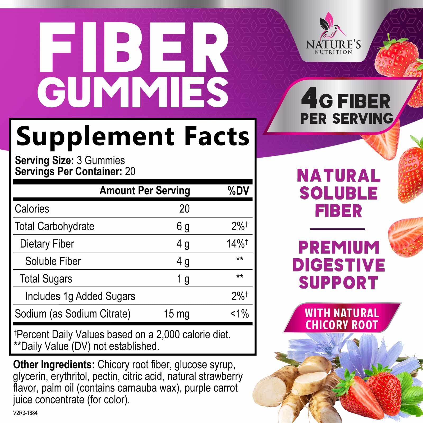 Fiber Gummies for Adults - Soluble Fiber 4g Per Serving - Plant-Based Prebiotic Fiber Supplement for Digestive Health, Gut Health, & Regularity Support - Vegan Gummy