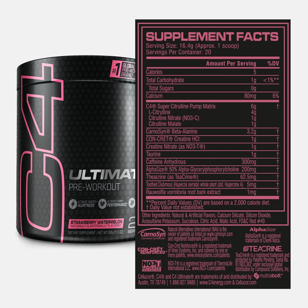 Cellucor C4 Ultimate Pre Workout Powder Strawberry Watermelon - Sugar Free Cellucor Au supplements