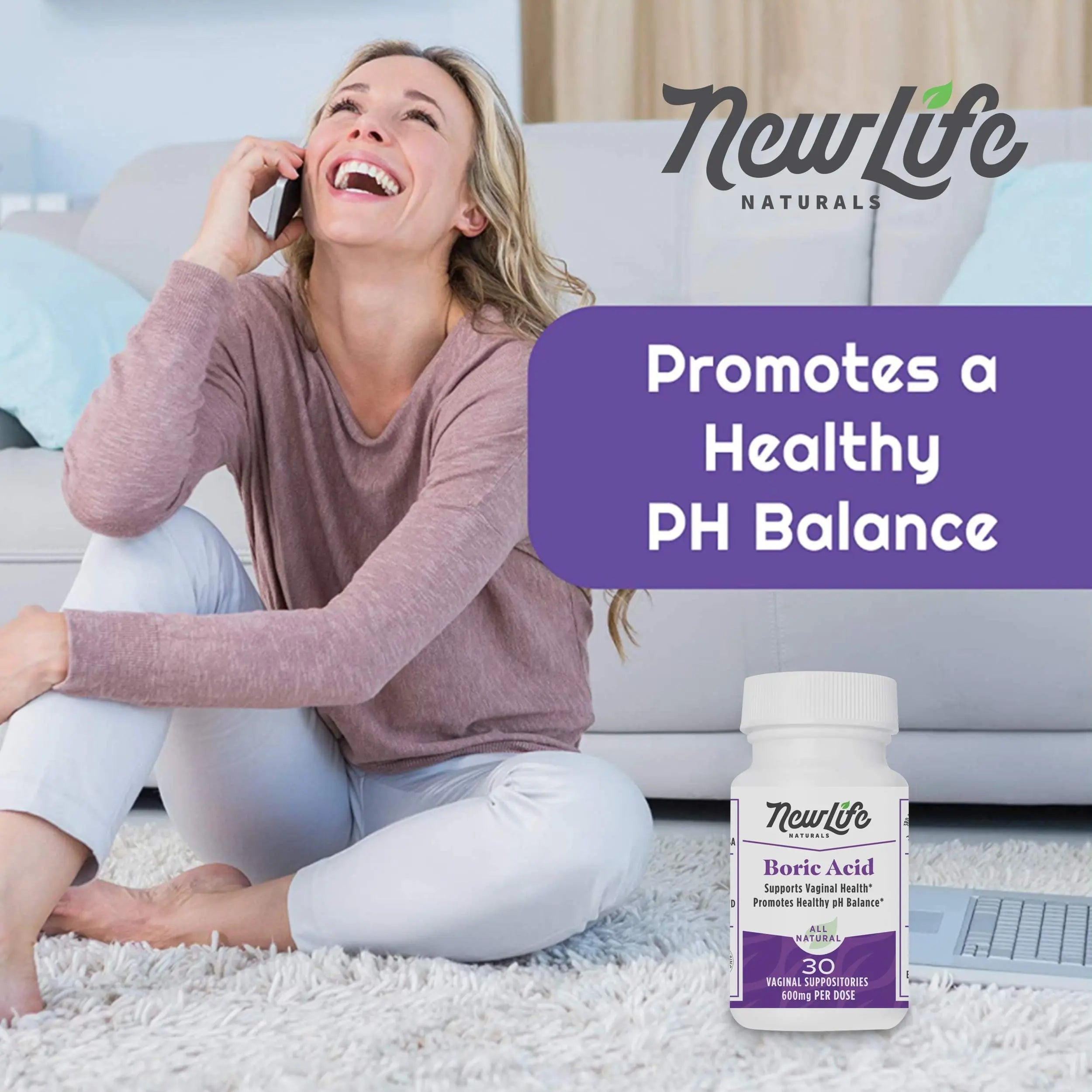 NewLife Naturals Boric Acid Vaginal Suppositories 600mg (60 Pack) with 28 Applicators - for pH Balance NewLife Naturals Au supplements