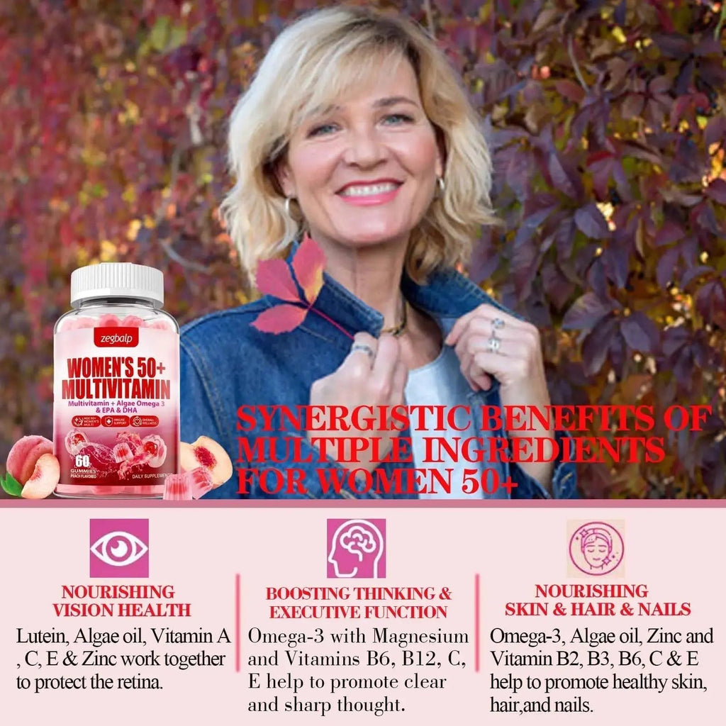 ZEGBALP Sugar-Free Womens Multivitamin 50 Plus Gummies with Calcium, Magnesium, Zinc, Vitamin A, C, D3, E, K2, B Complex, Folate, Biotin ZEGBALP Au supplements