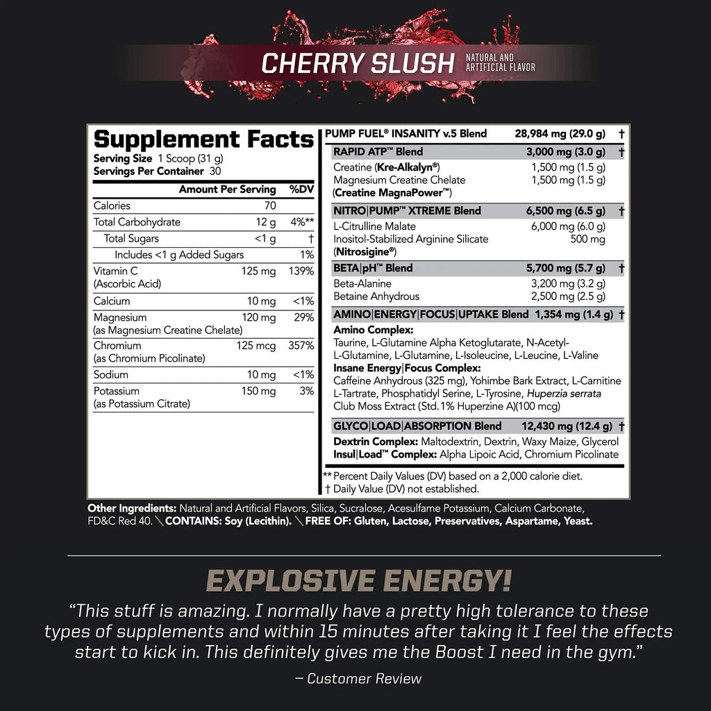 PMD Sports Ultra Pump Fuel Insanity - Pre Workout – Cherry Slush (30 Servings) PMD Au supplements