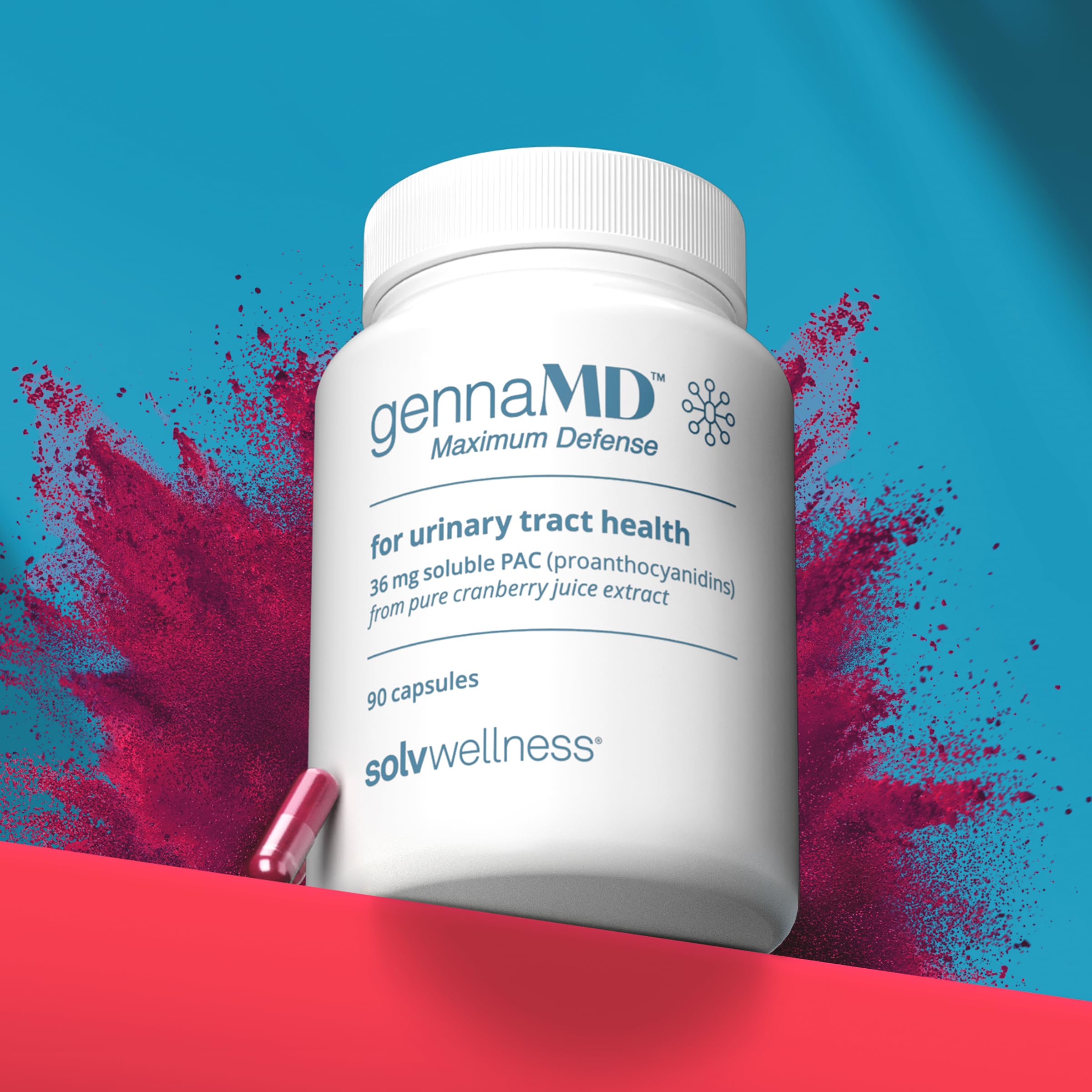 Solv Wellness GennaMD - Maximum UTI Defense - 36 mg Soluble PAC from 100% Cranberry Juice Extract - Highest PAC Concentration in a Small, Easy-to-Swallow Capsule - 90 Capsules Solv Wellness Au supplements