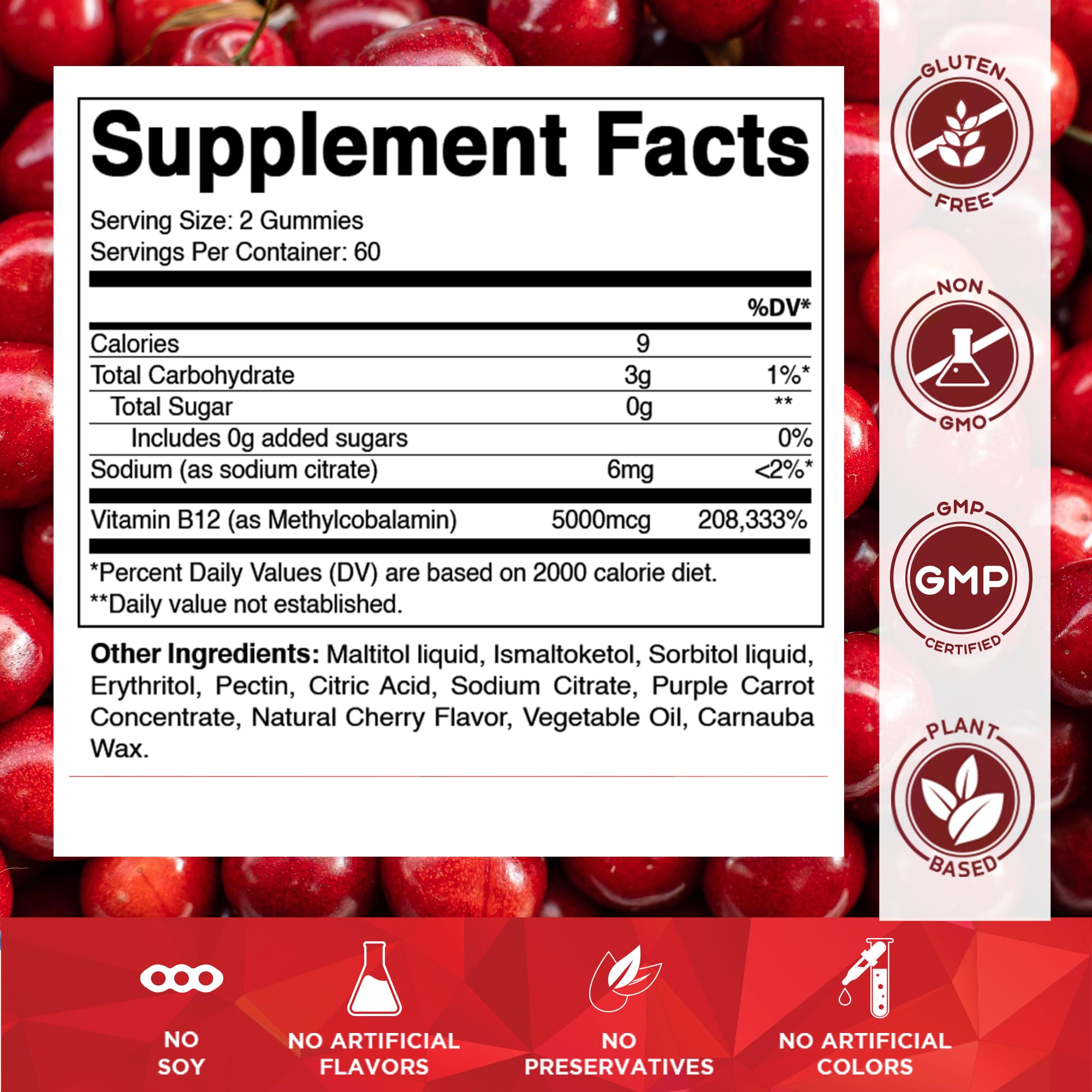 Vitamatic Extra Strength Vitamin B12 5000 mcg (Methyl B12) Gummies - 120 Count - Energy Metabolism Support and Nervous